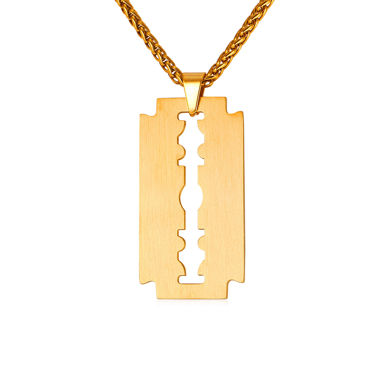 Razor Blade Pendant Necklace in 18K Gold Plated