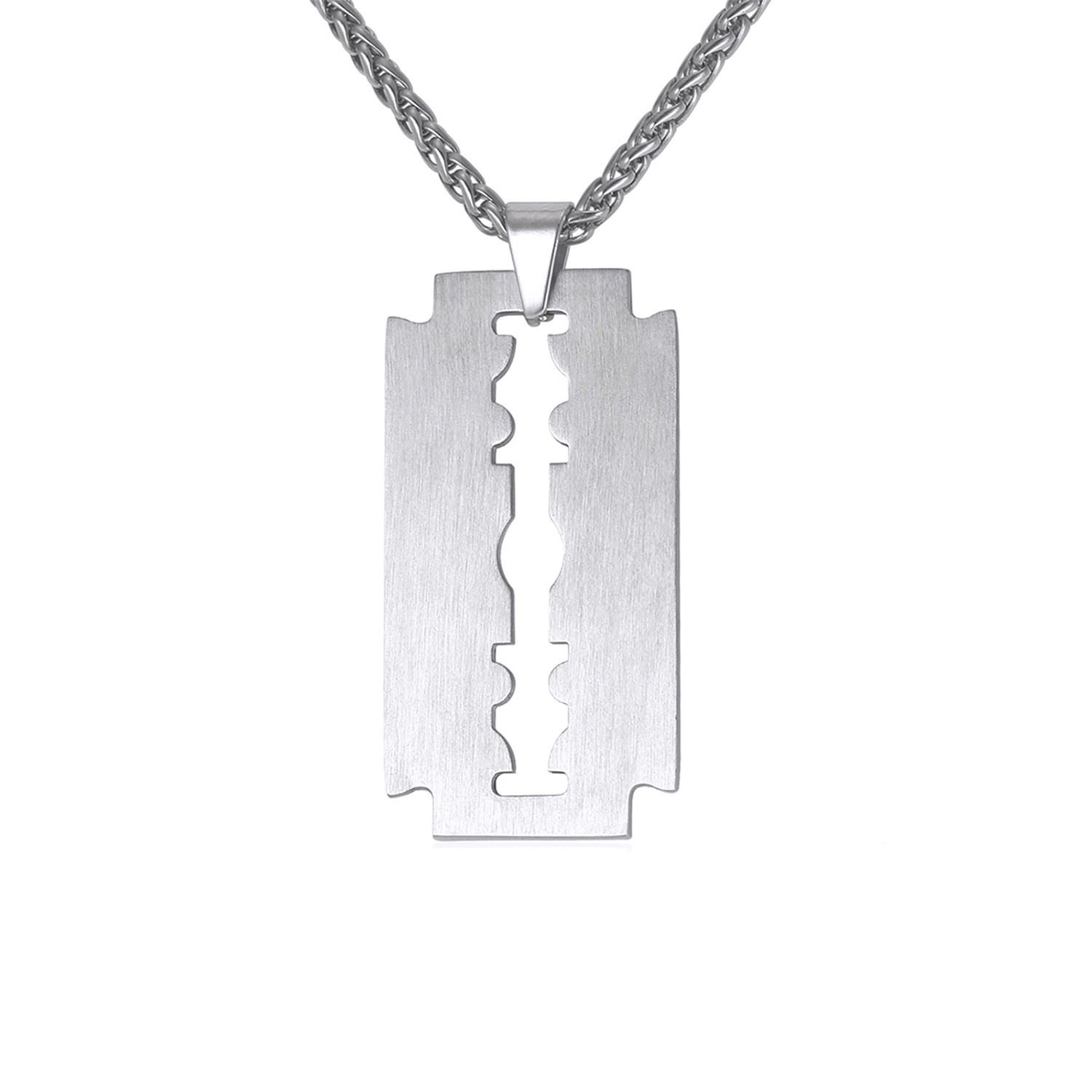 Razor Blade Pendant Necklace in Stainless Steel