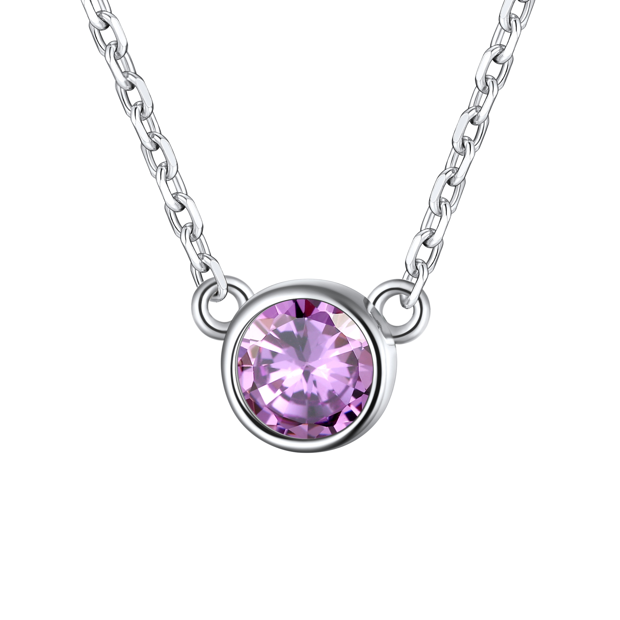 Round Birthstone Necklace in Alexandrite