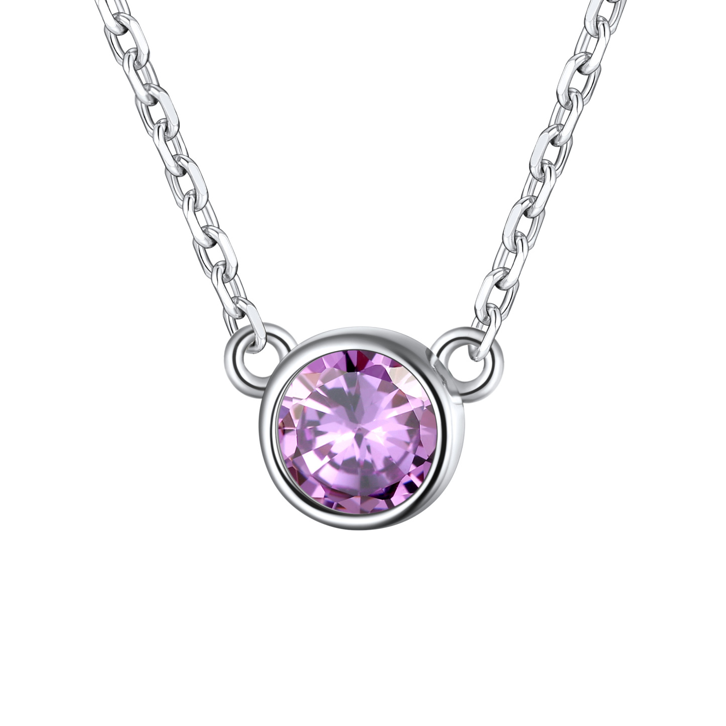 Round Birthstone Necklace in Alexandrite
