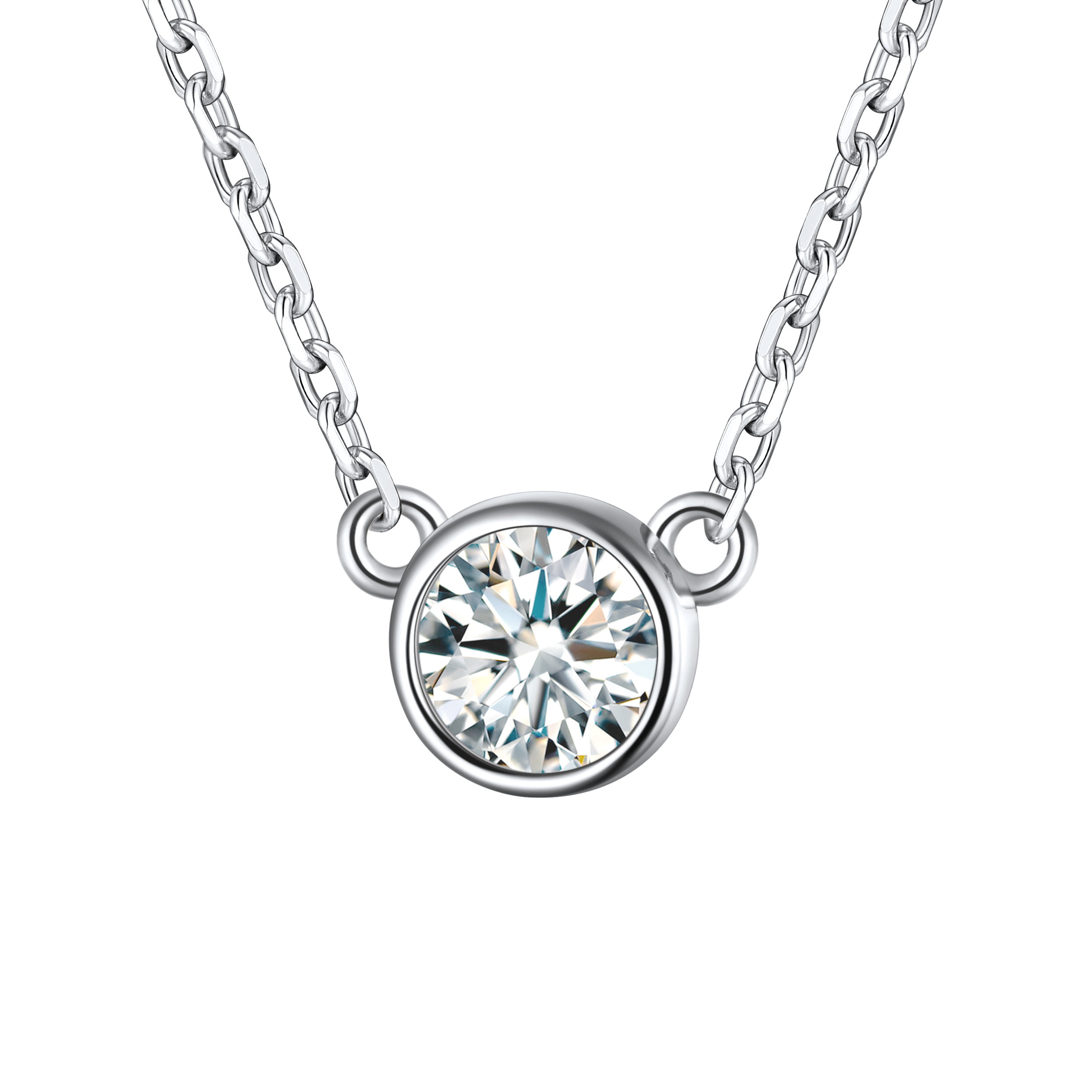 Round Birthstone Necklace in Diamond