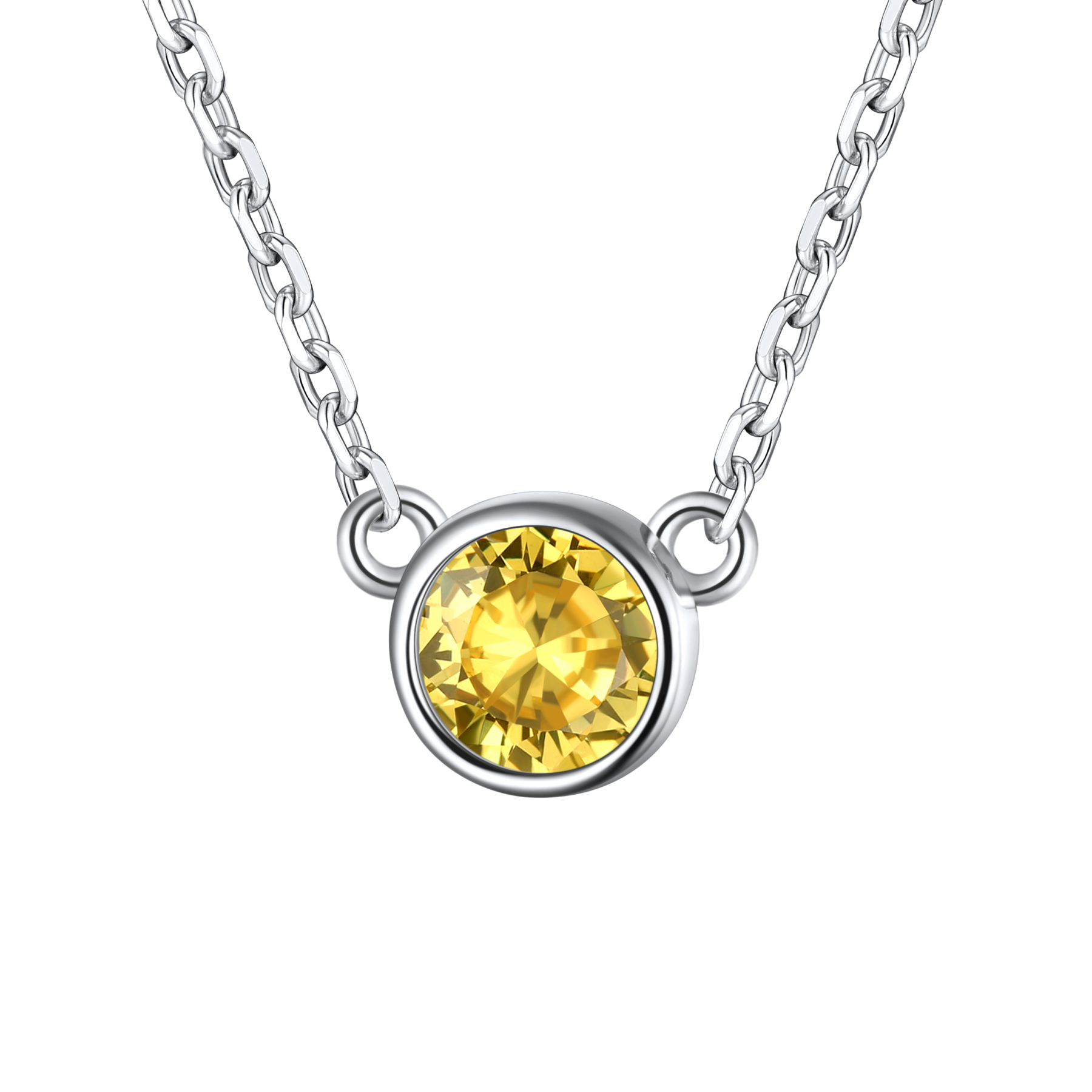 Round Birthstone Necklace in Topaz