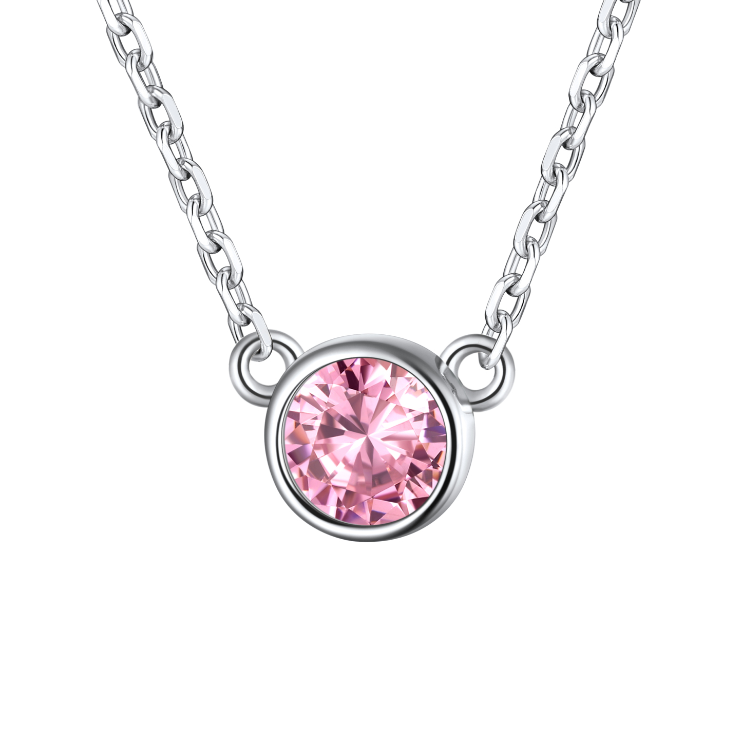 Round Birthstone Necklace in Tourmaline