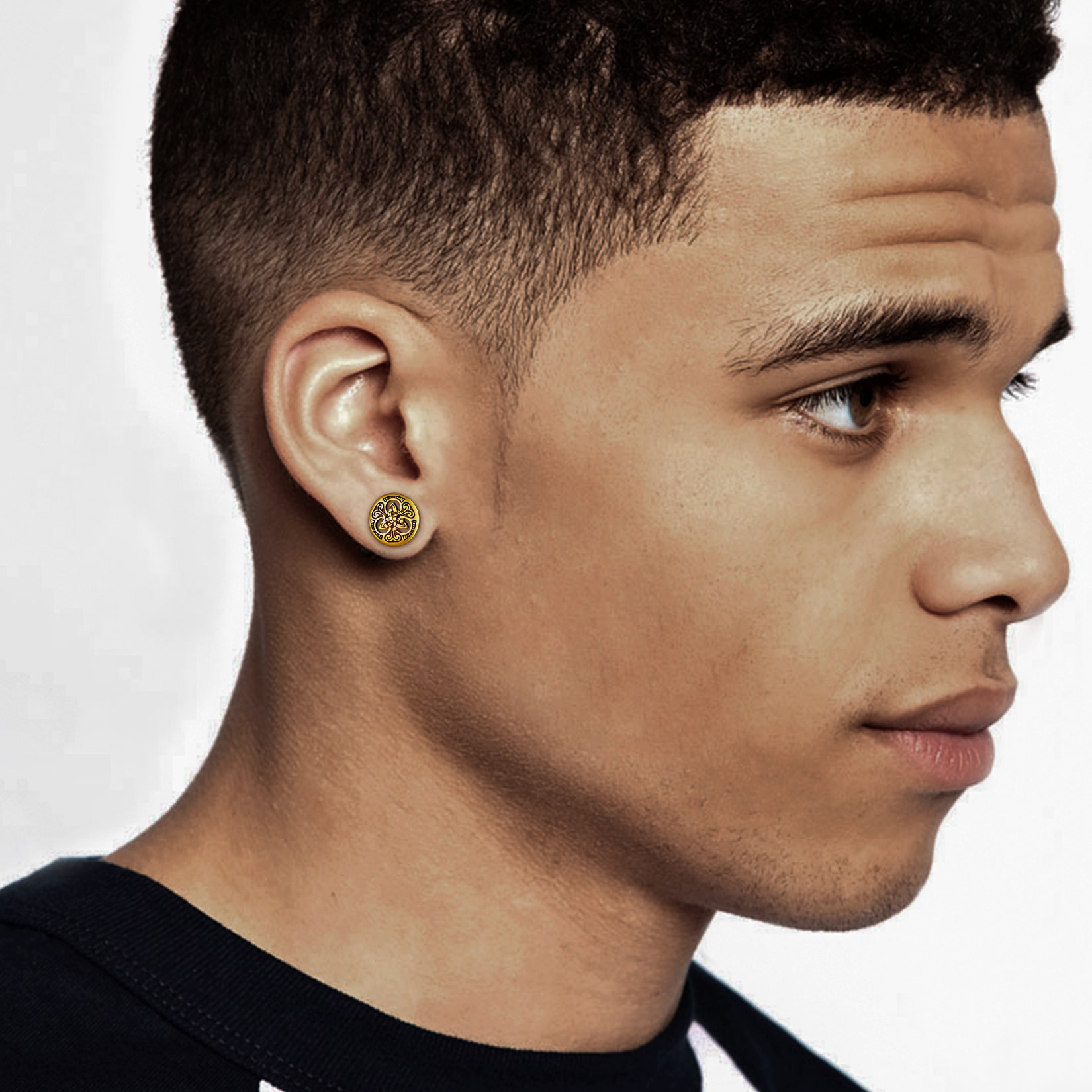 Round Celtic Knot Stud Earrings for Men