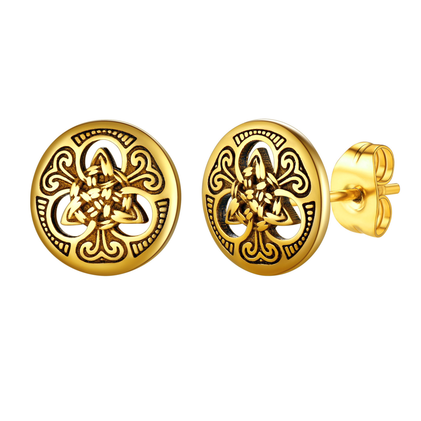 Round Celtic Knot Stud Earrings in 18K Gold Plated