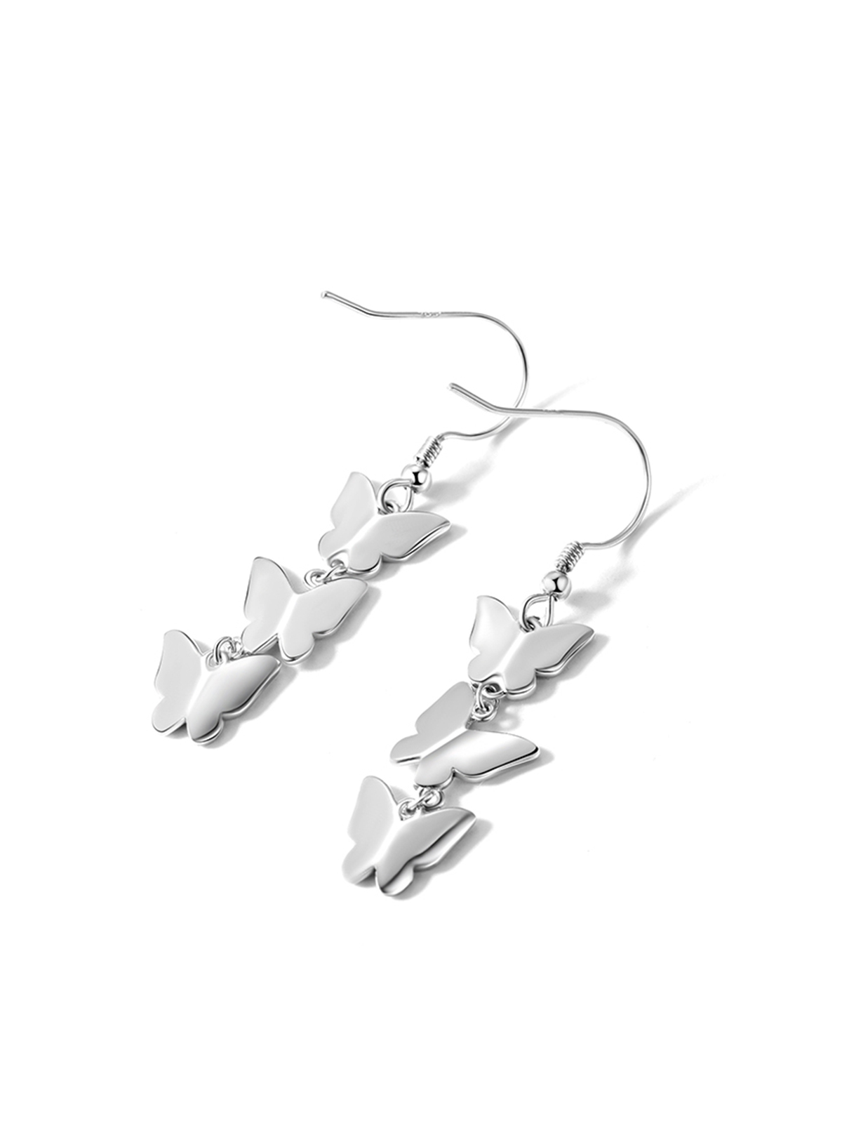 Butterfly Dangle Drop Earrings in Silver