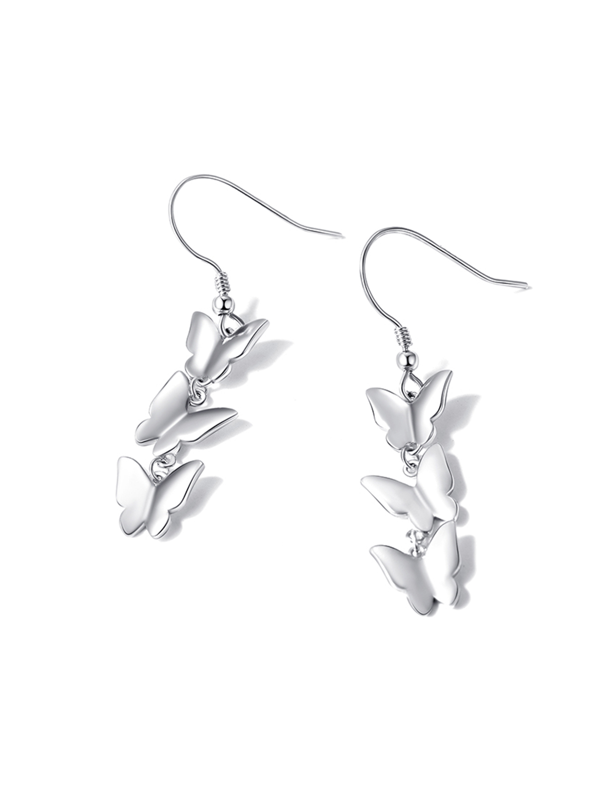 Butterfly Dangle Drop Earrings in Silver