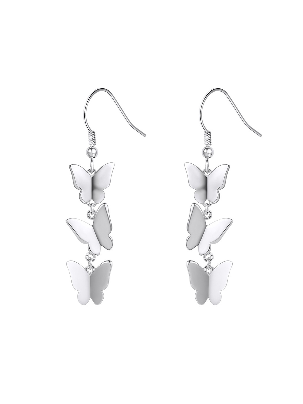 Butterfly Dangle Drop Earrings in Silver