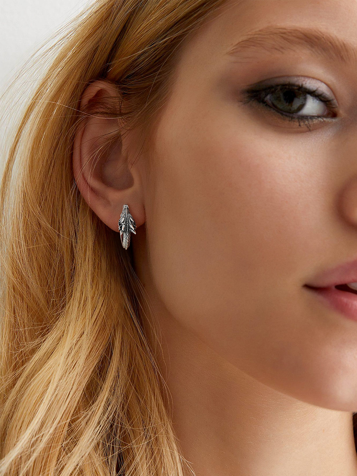 Dragon Huggie Hoops Punk Rock Earrings in Silver