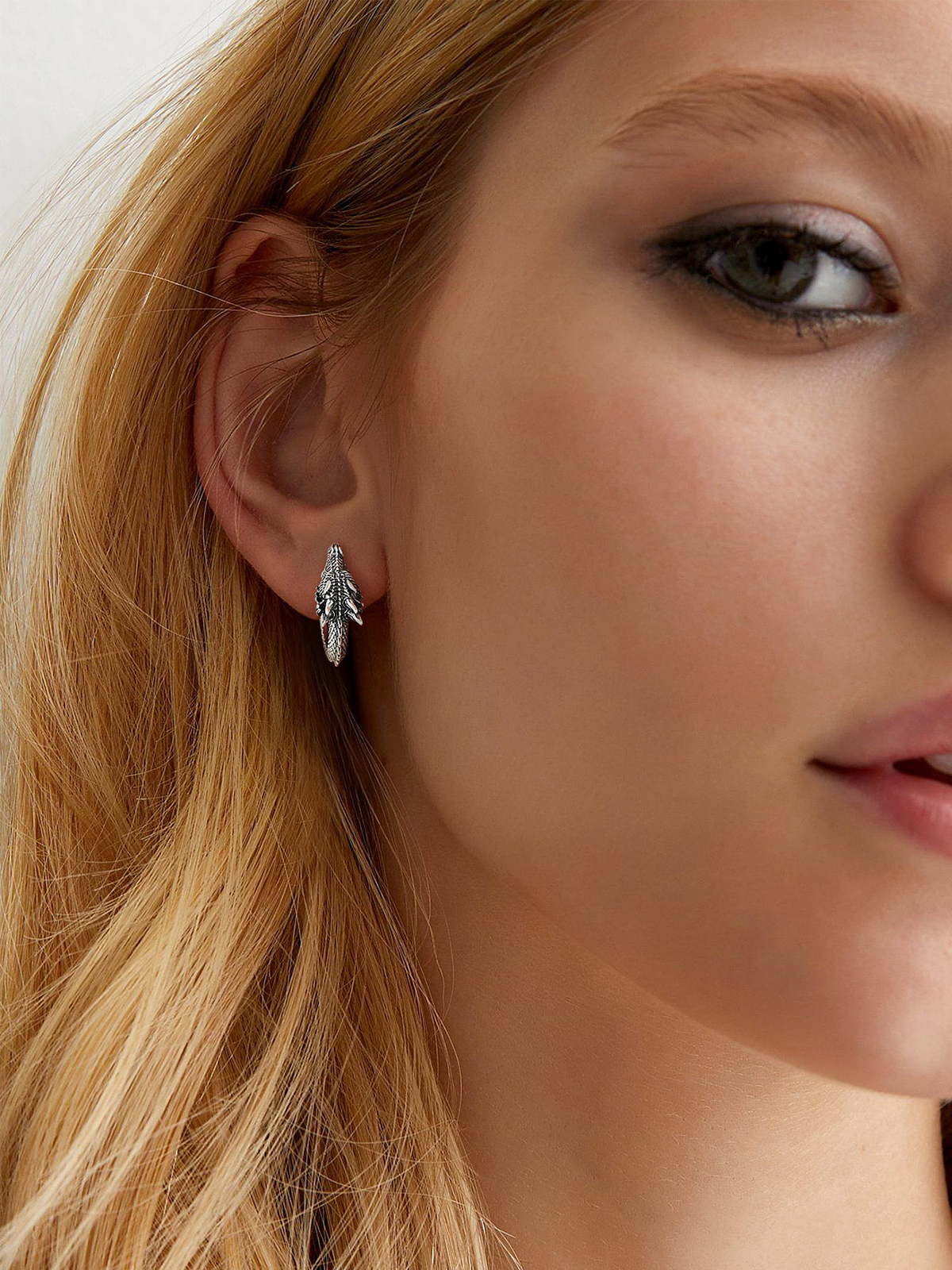 Dragon Huggie Hoops Punk Rock Earrings in Silver