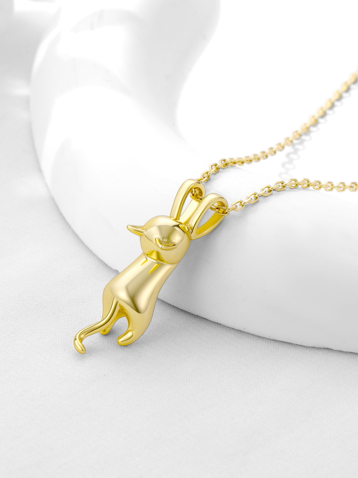 Cute Cat Pendant Necklace in 14K Gold