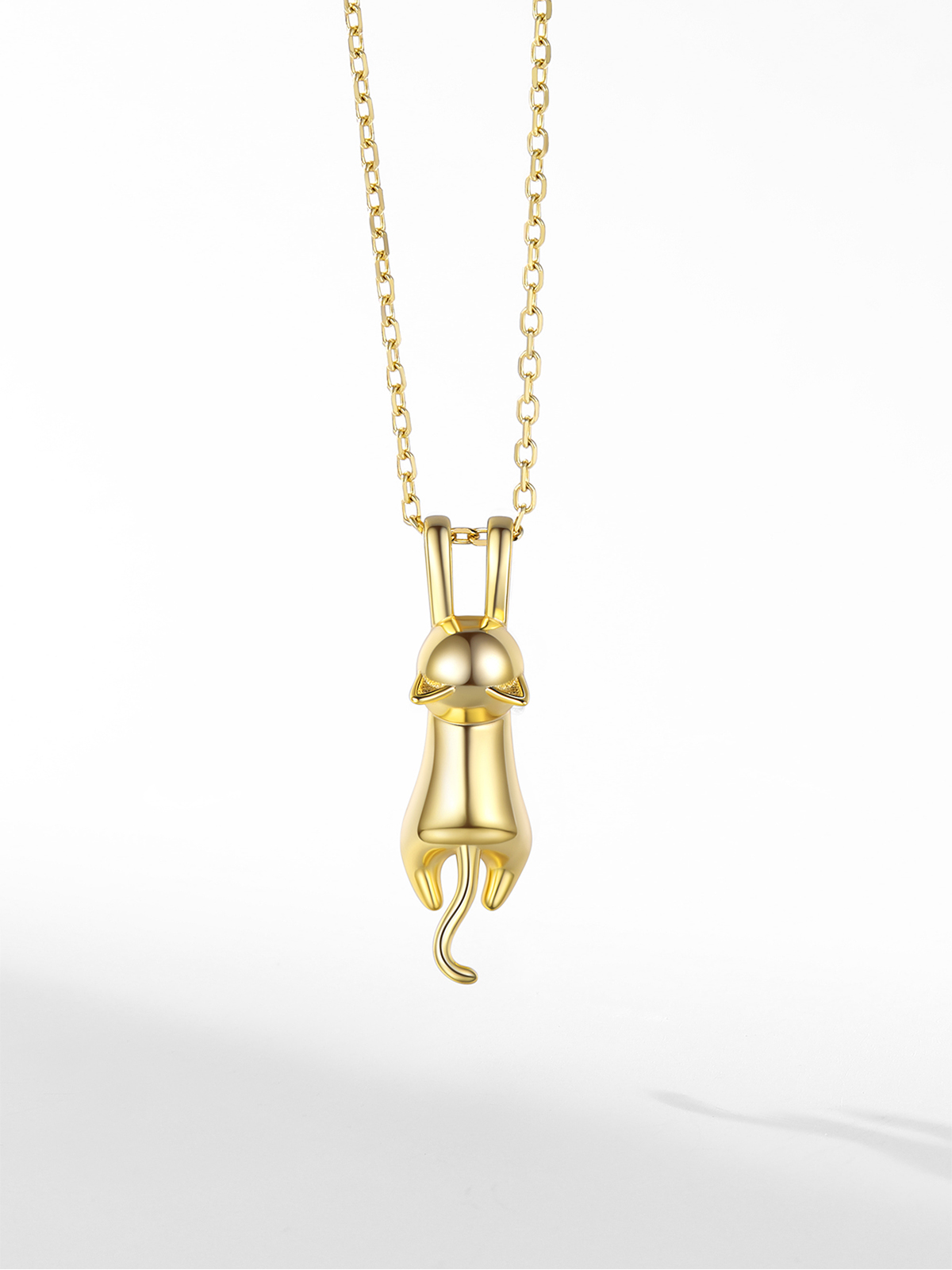 Cute Cat Pendant Necklace in 14K Gold
