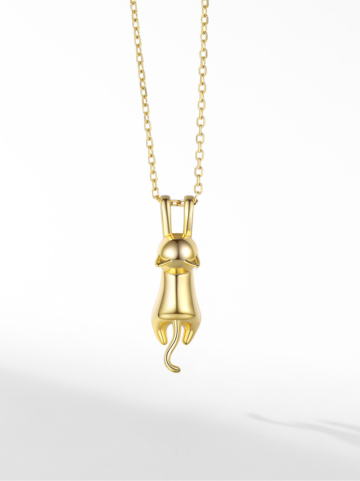 Cute Cat Pendant Necklace in 14K Gold