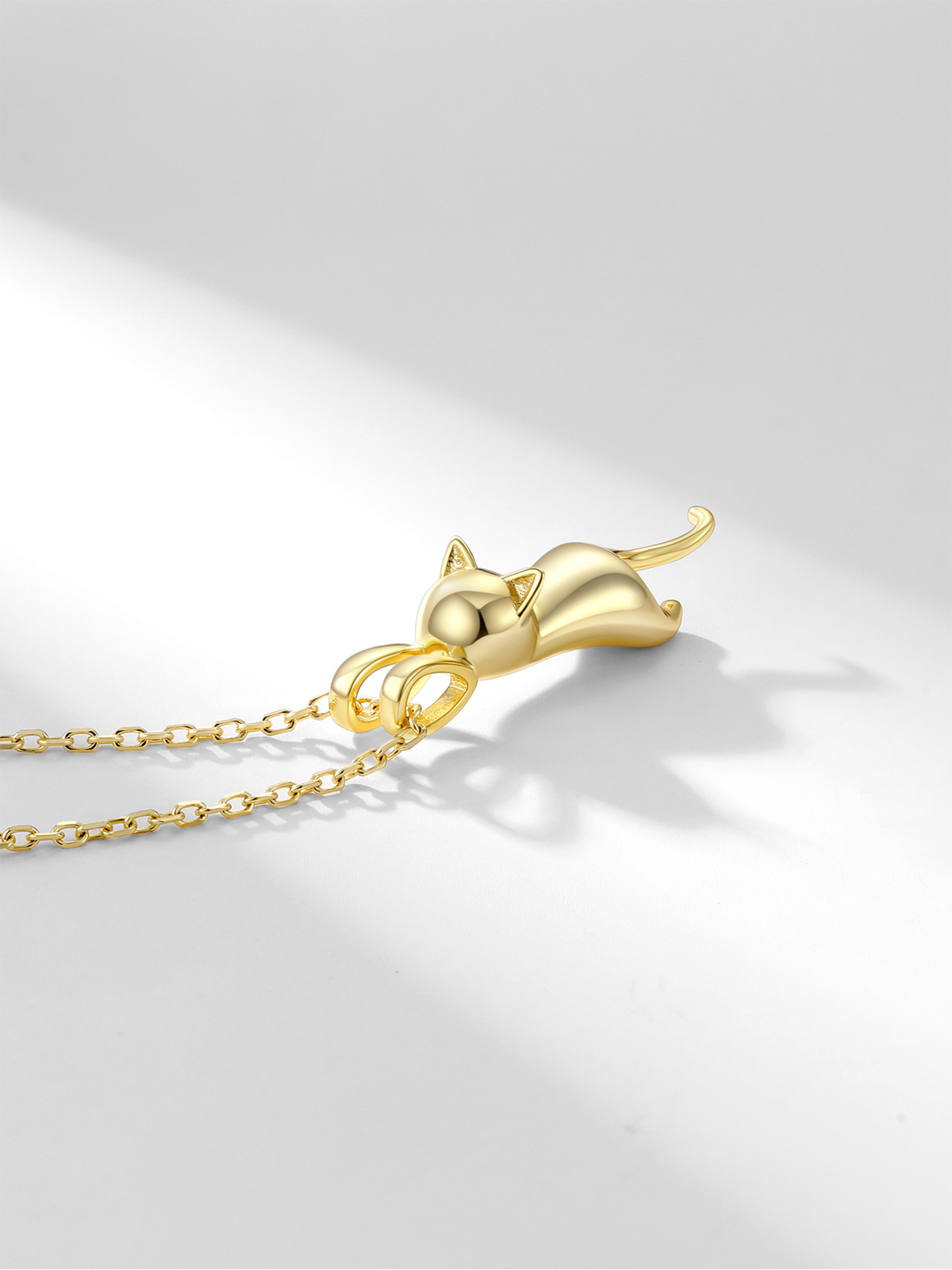 Cute Cat Pendant Necklace in 14K Gold