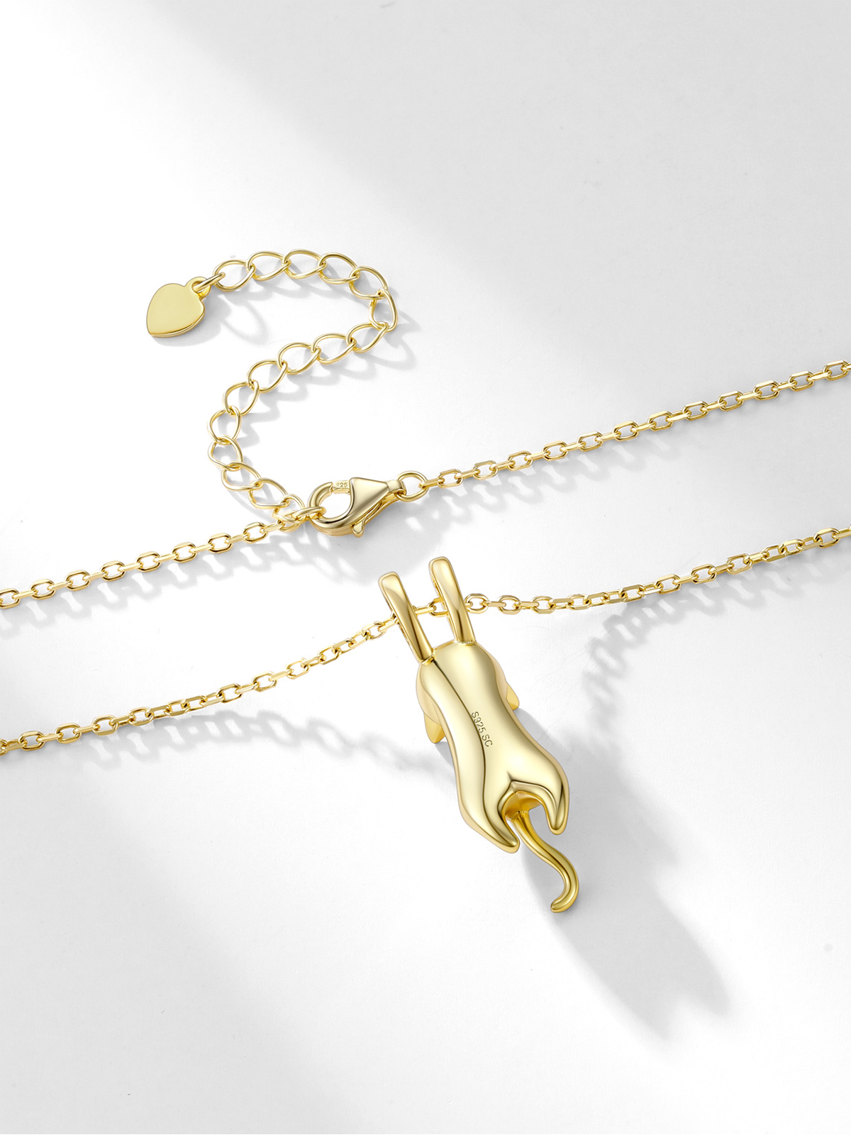 Cute Cat Pendant Necklace in 14K Gold