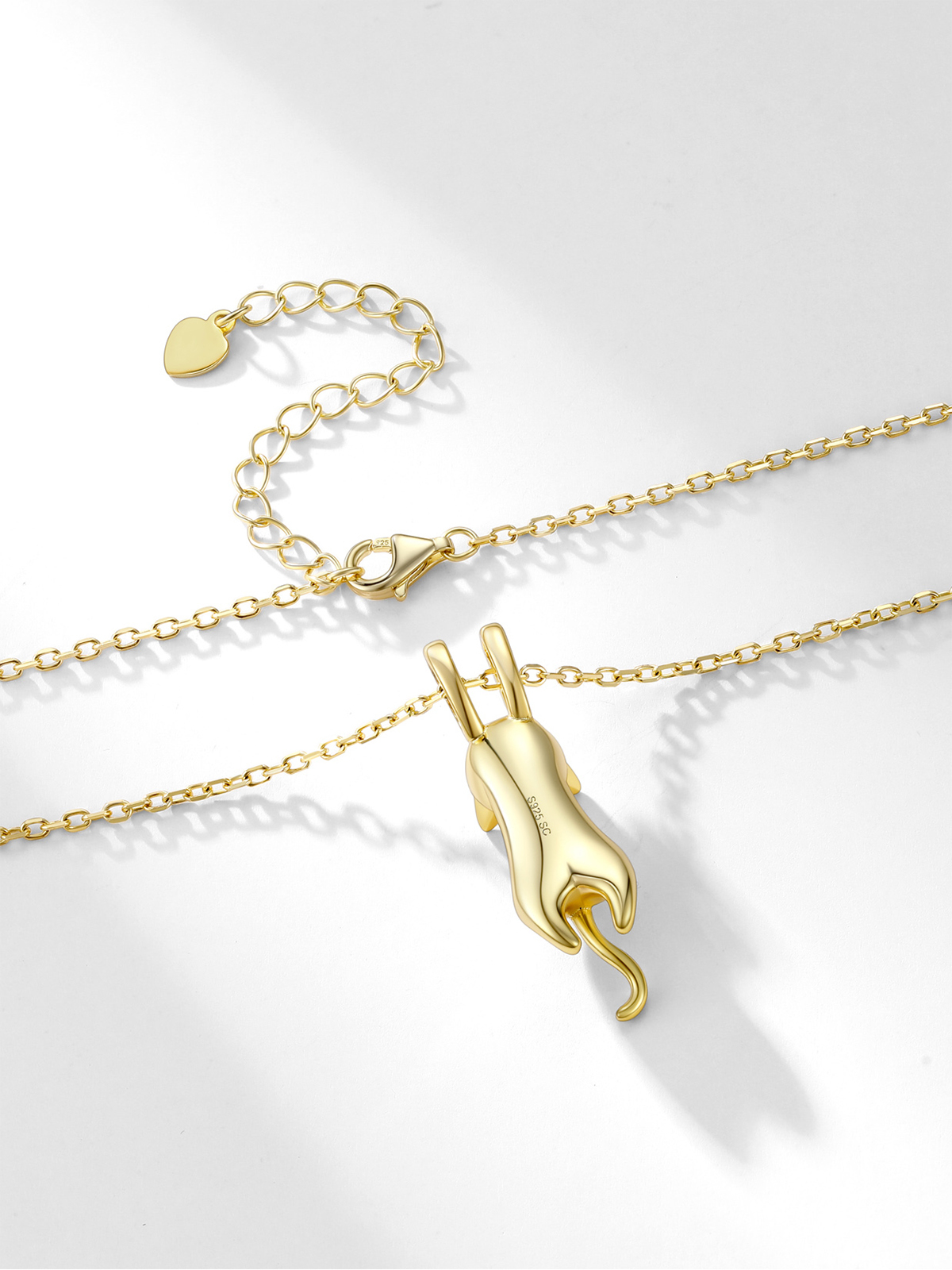 Cute Cat Pendant Necklace in 14K Gold