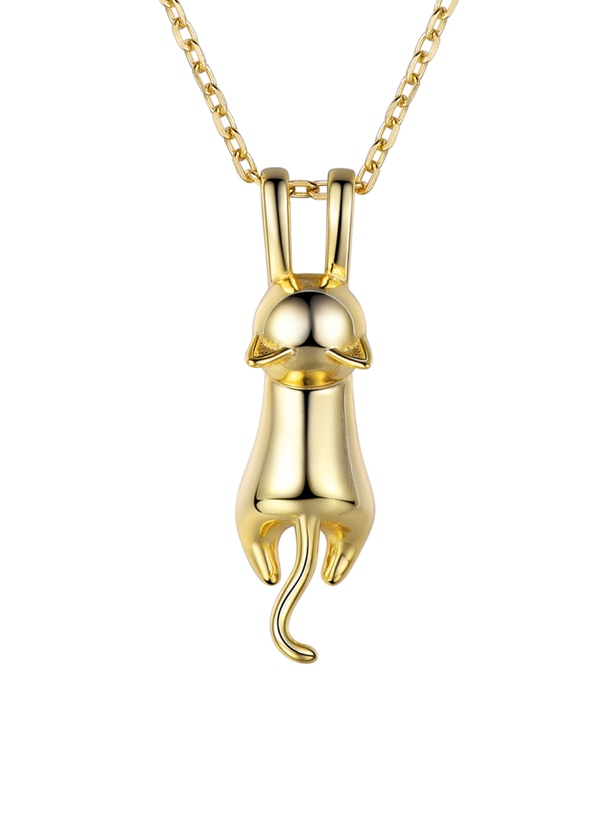 Cute Cat Pendant Necklace in 14K Gold