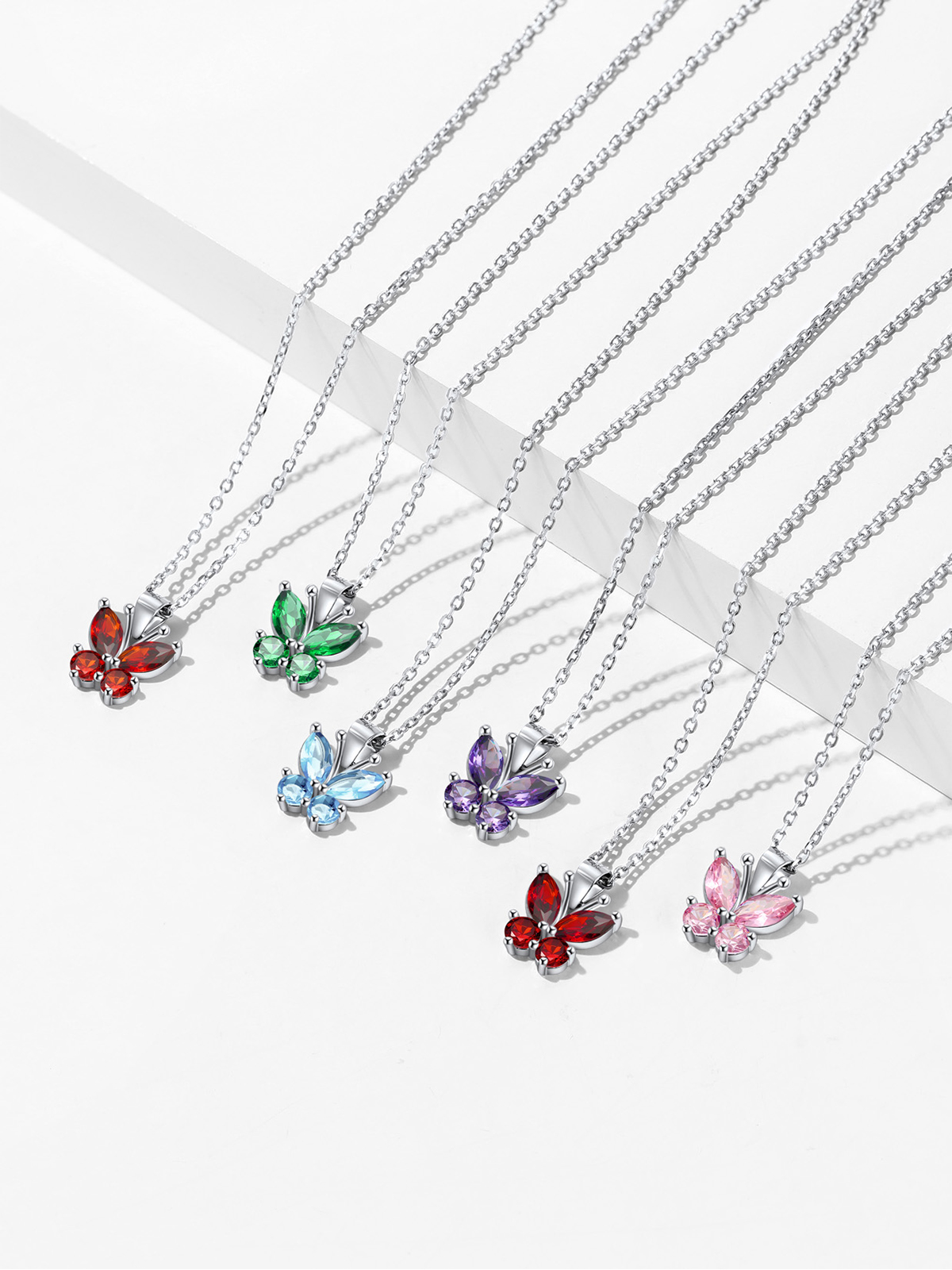 Synthetic Ruby Butterfly Pendant Animal Necklace