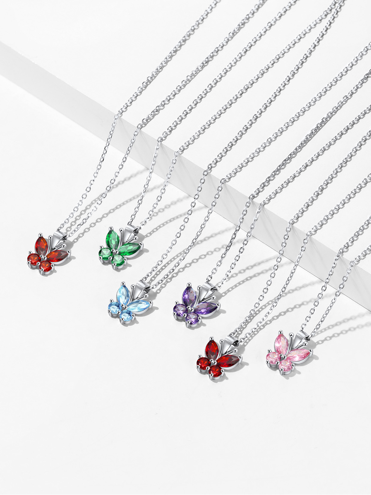 Synthetic Ruby Butterfly Pendant Animal Necklace