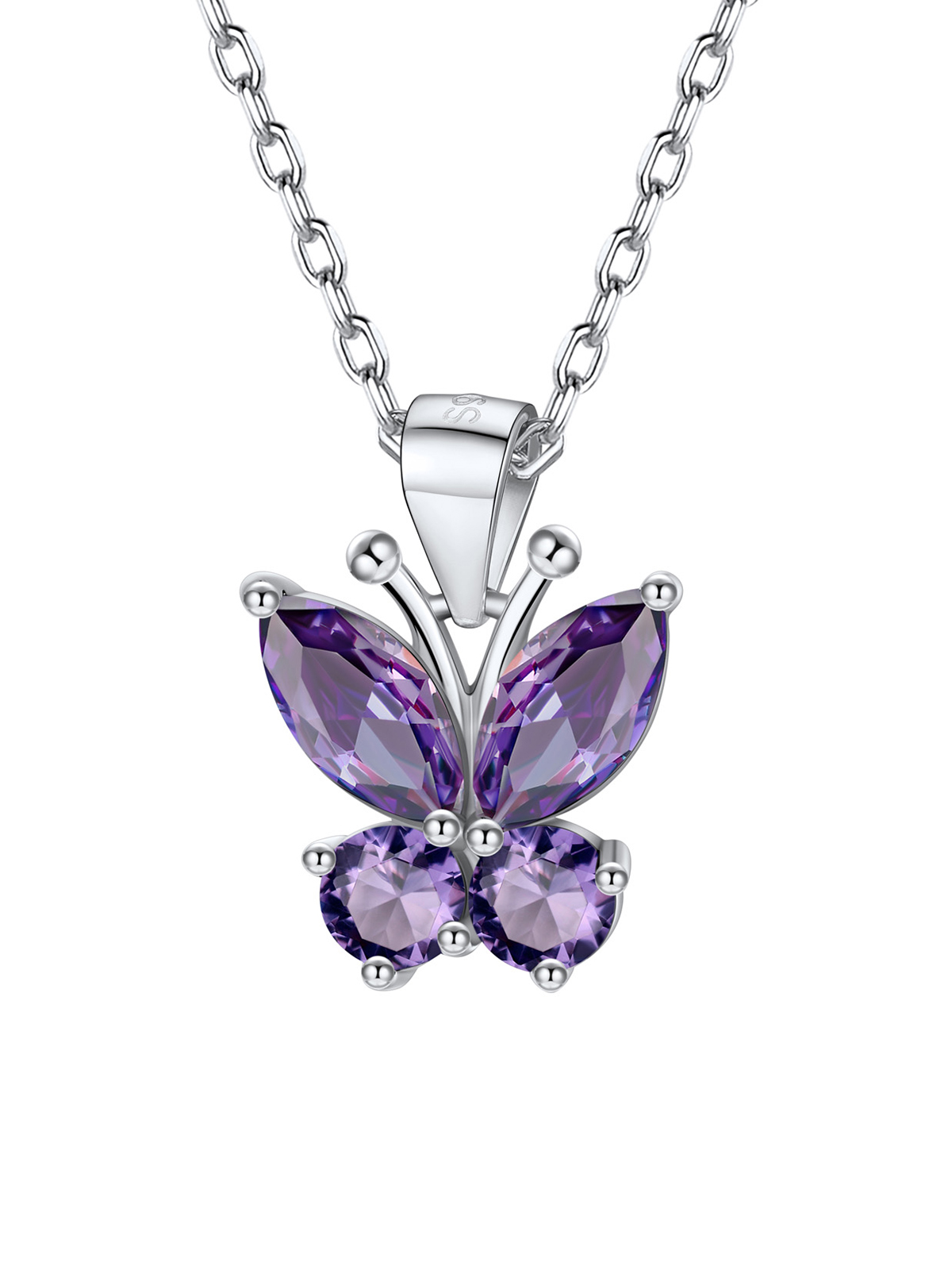 Synthetic Amethyst Butterfly Pendant Animal Necklace