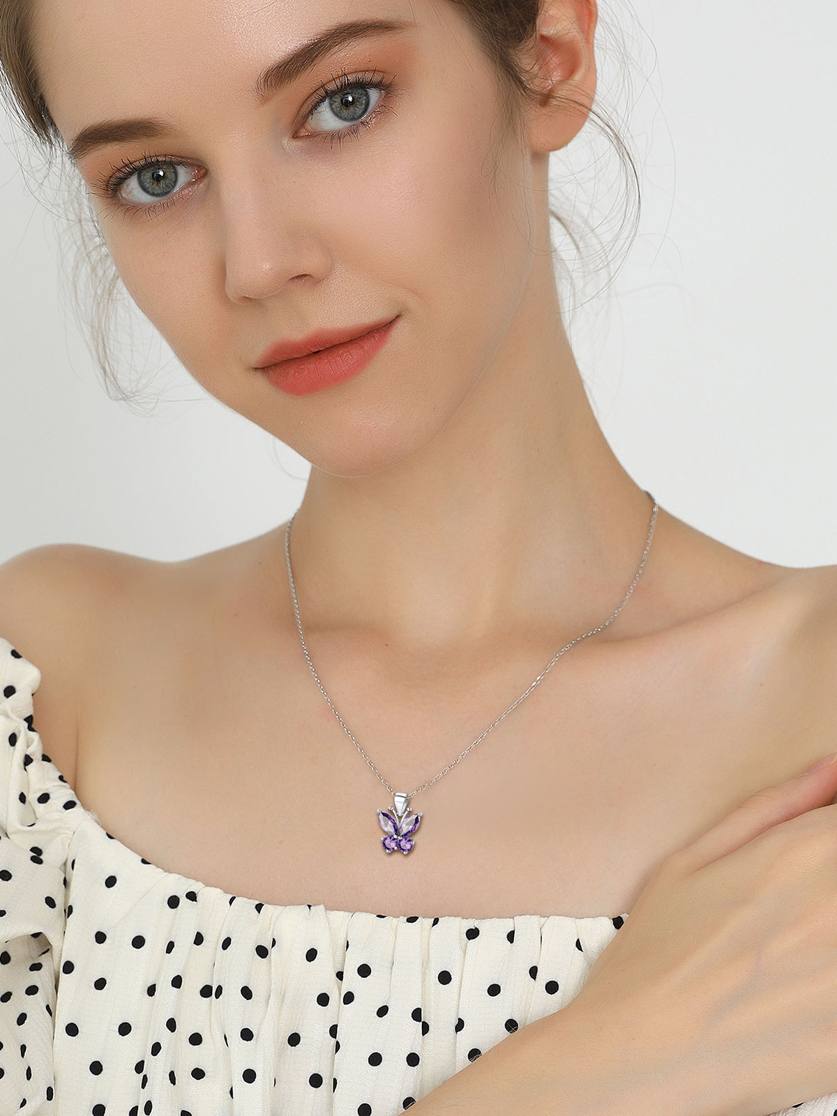 Synthetic Amethyst Butterfly Pendant Animal Necklace
