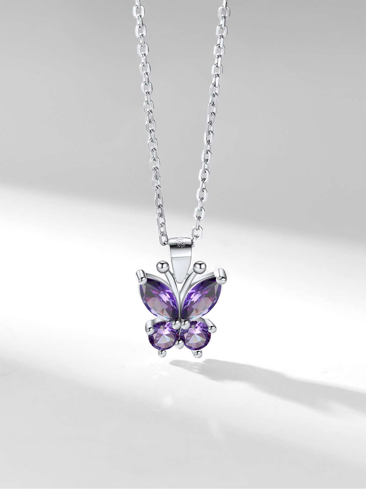 Synthetic Amethyst Butterfly Pendant Animal Necklace