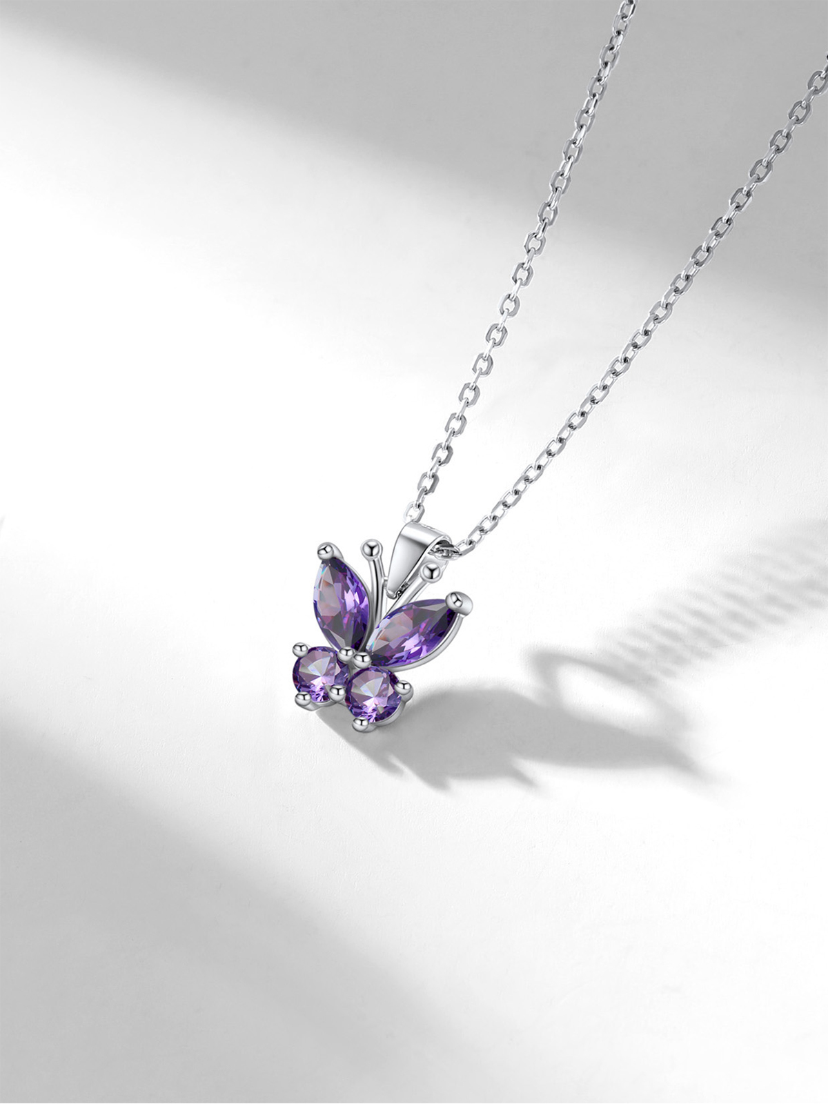 Synthetic Amethyst Butterfly Pendant Animal Necklace