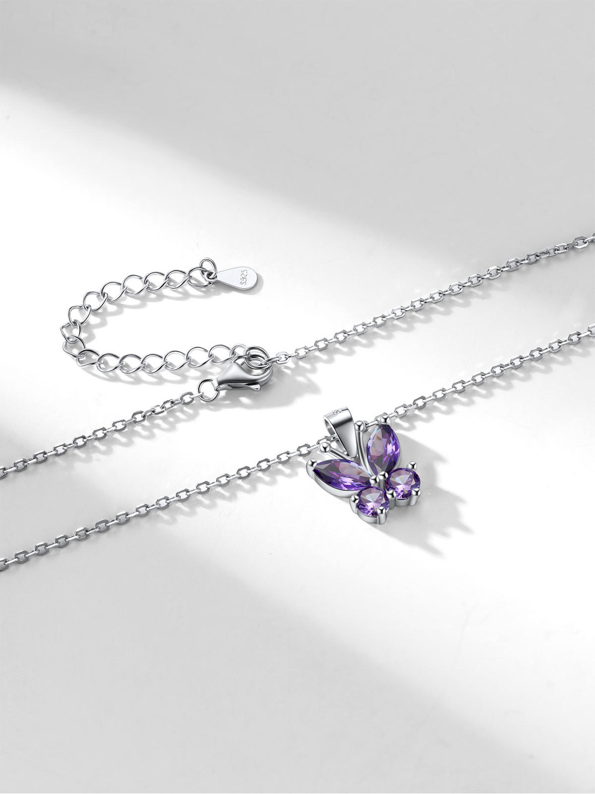 Synthetic Amethyst Butterfly Pendant Animal Necklace