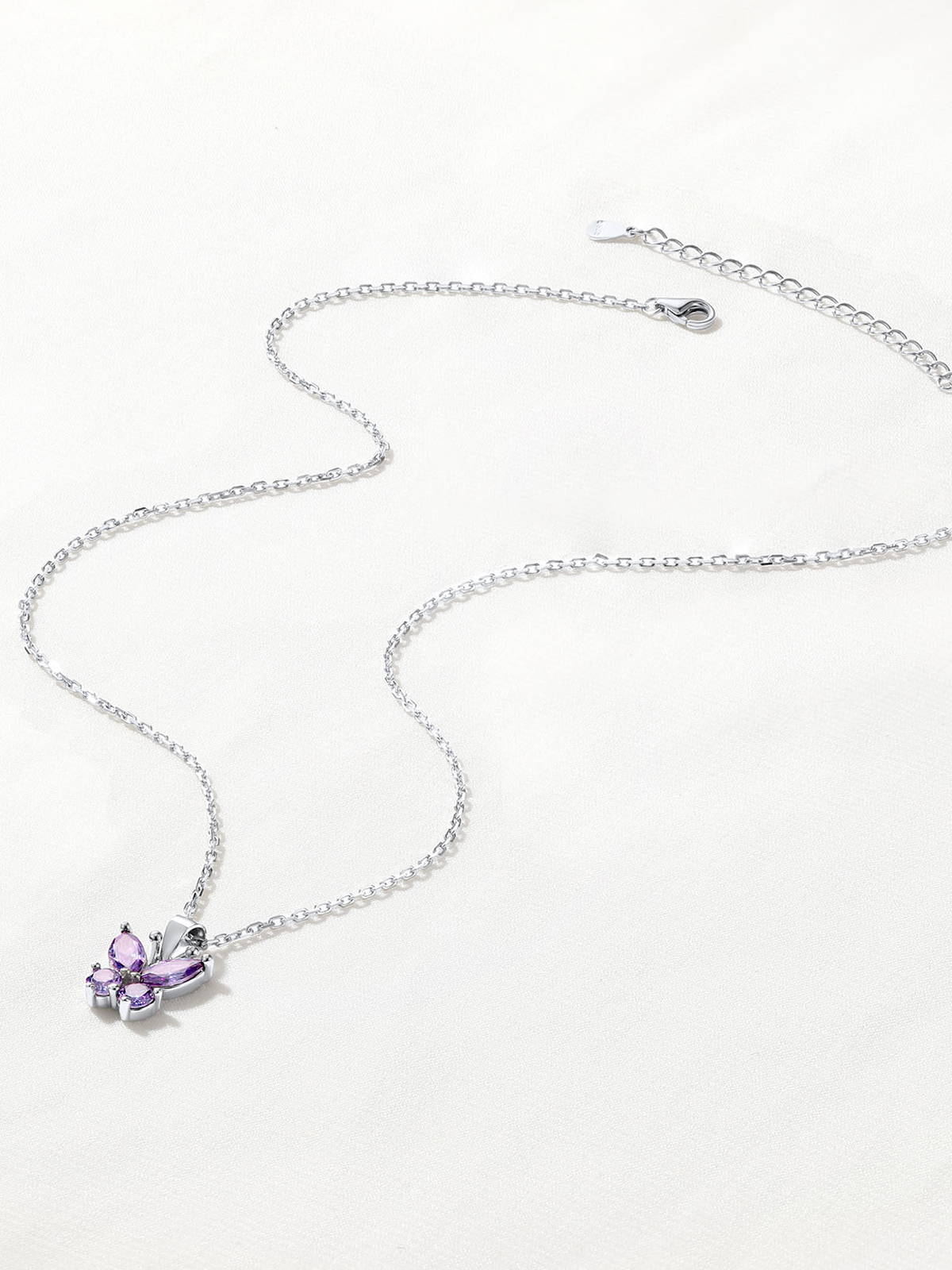 Synthetic Amethyst Butterfly Pendant Animal Necklace