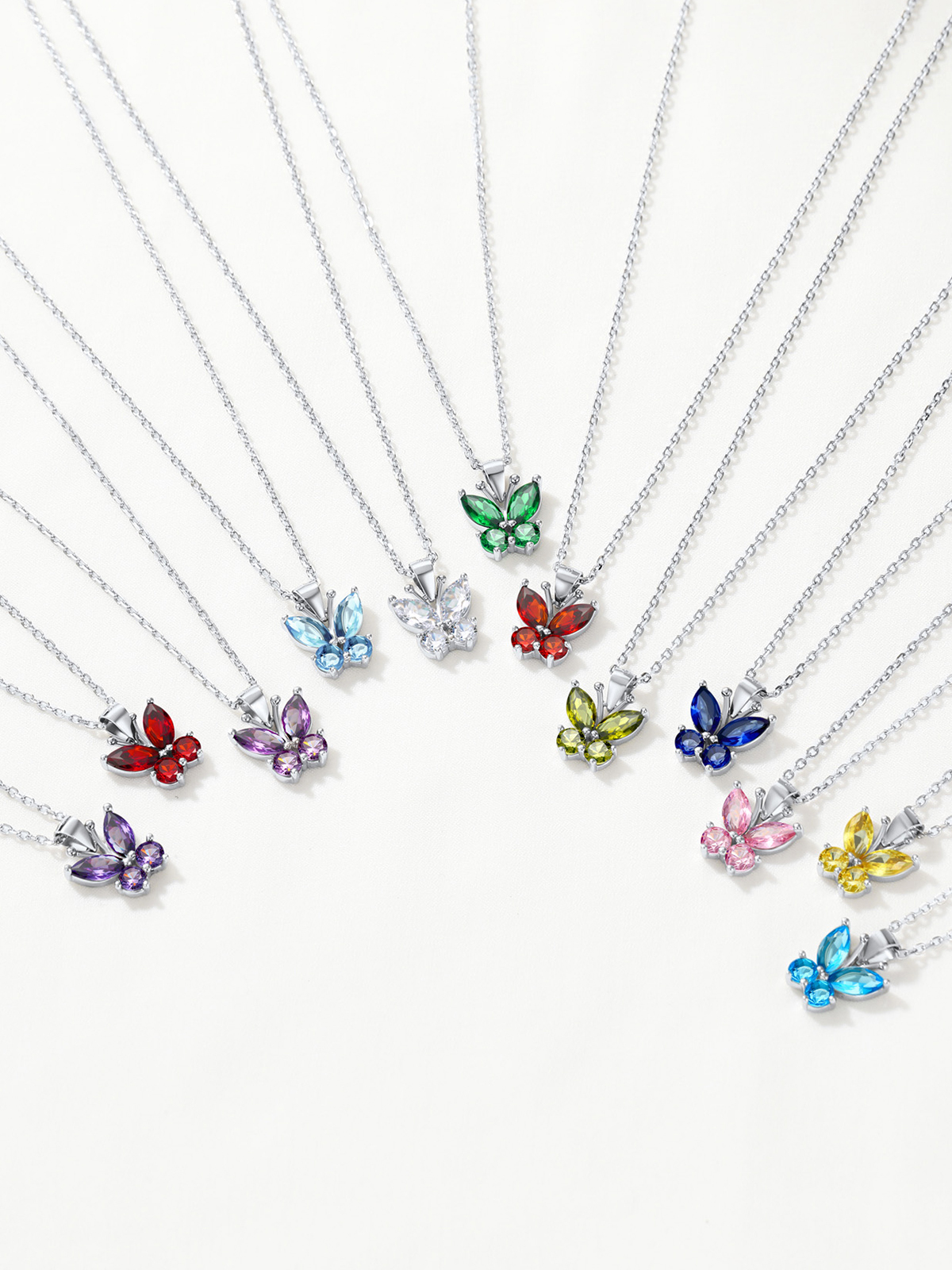 Synthetic Sapphire Butterfly Pendant Animal Necklace