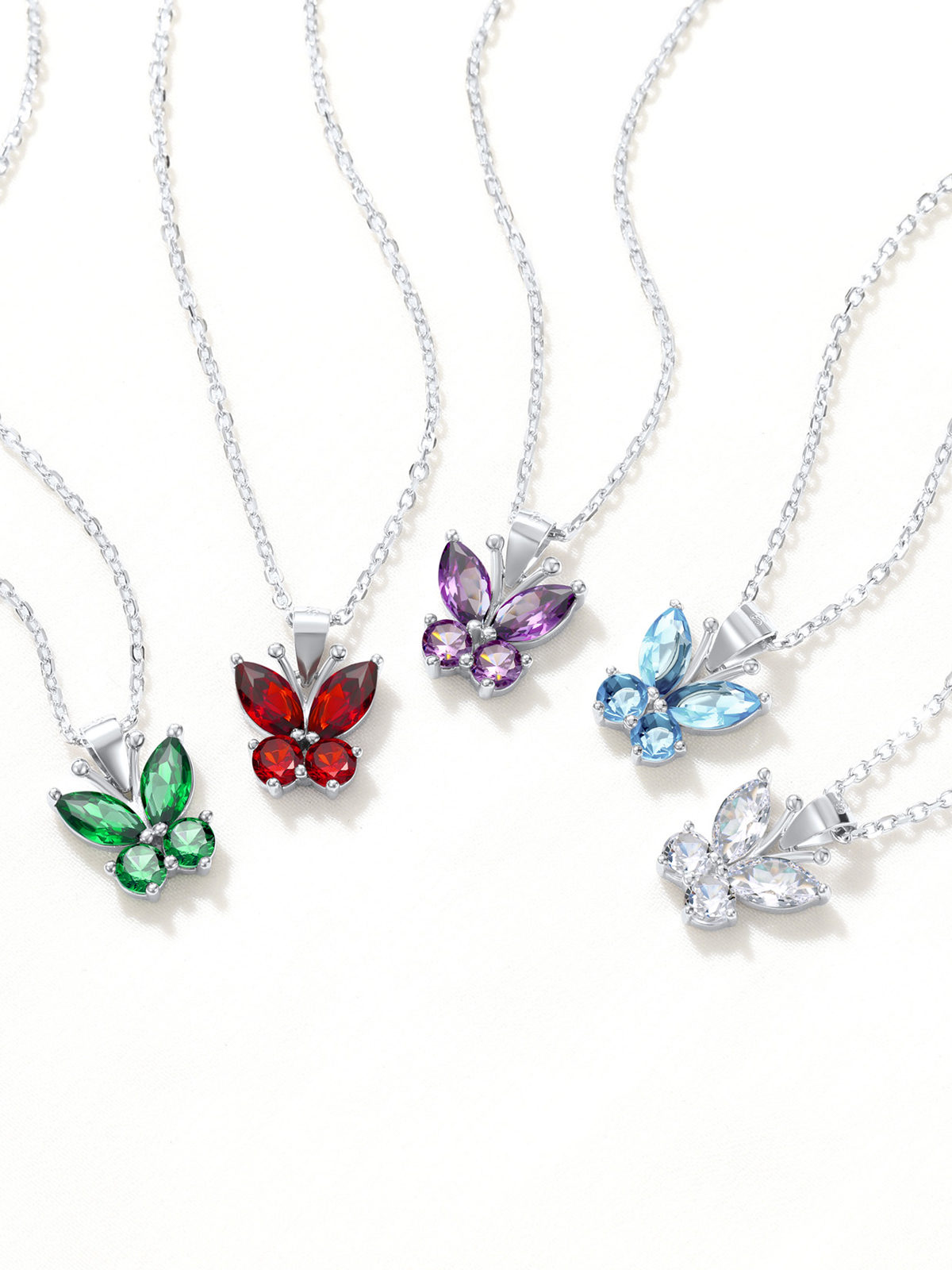 Synthetic Ruby Butterfly Pendant Animal Necklace