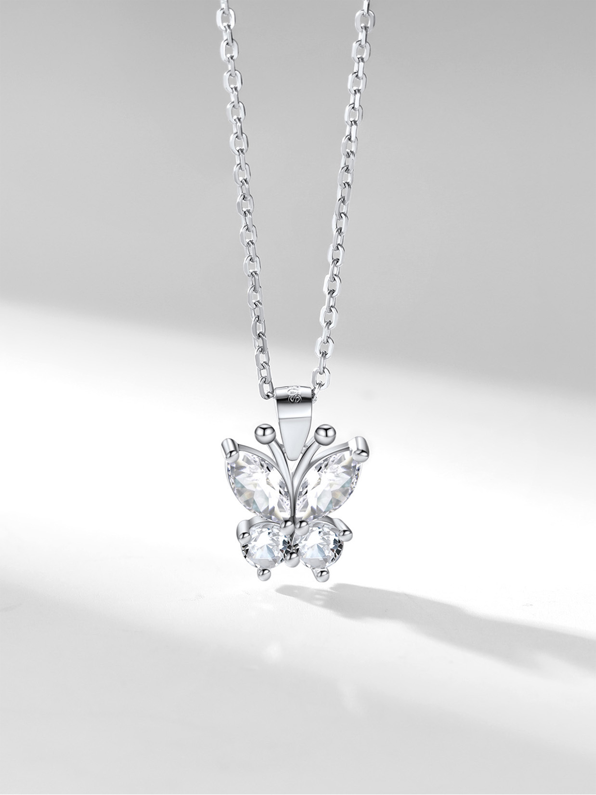Synthetic Diamond Butterfly Pendant Animal Necklace