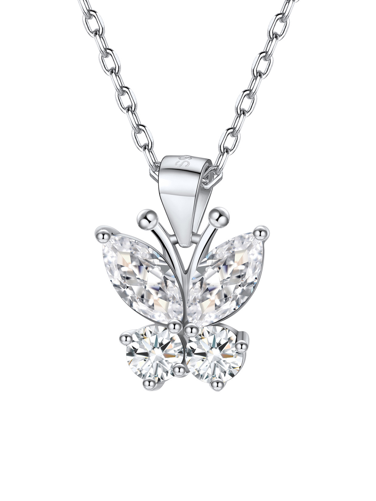 Synthetic Diamond Butterfly Pendant Animal Necklace