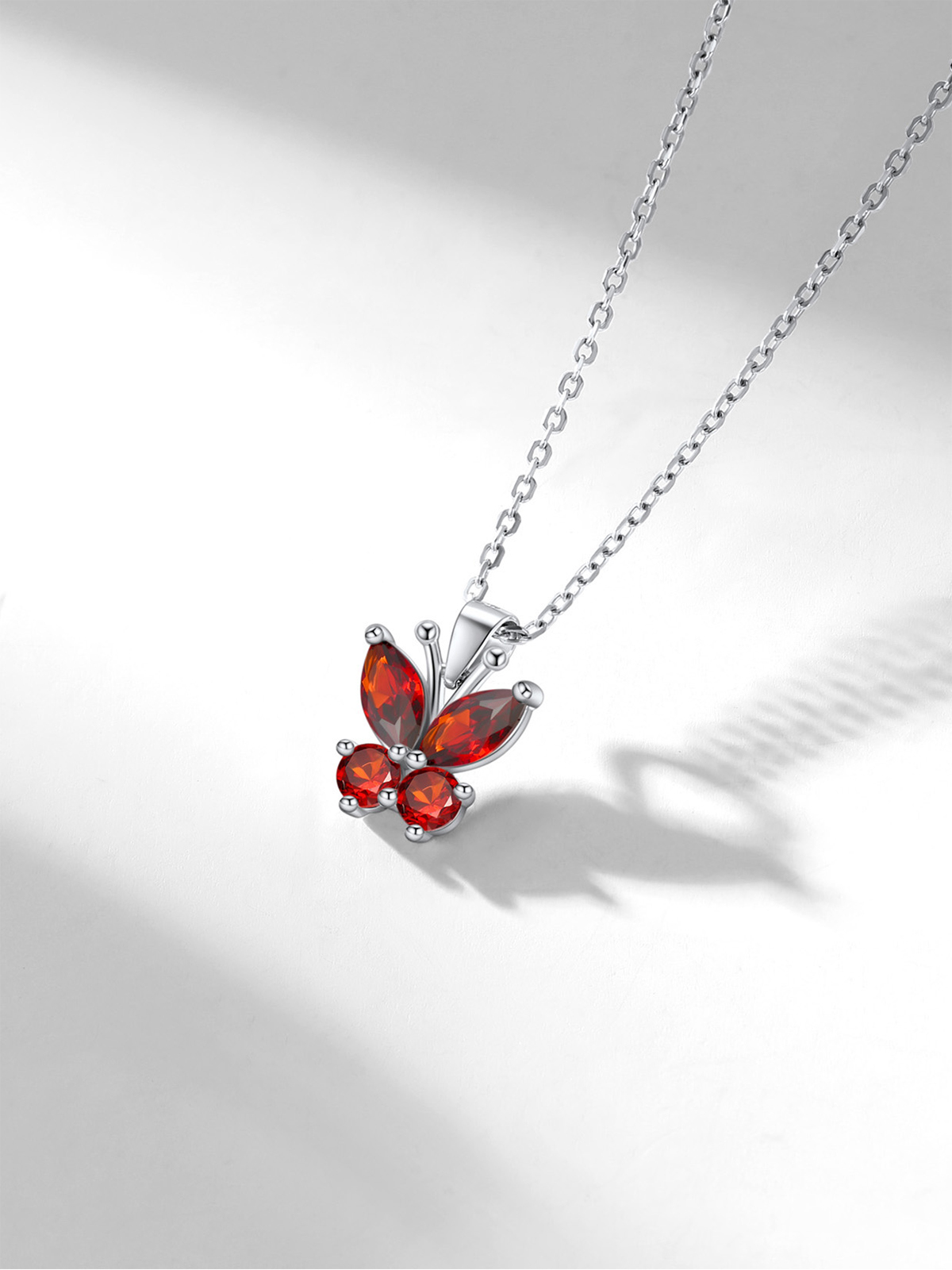 Synthetic Ruby Butterfly Pendant Animal Necklace