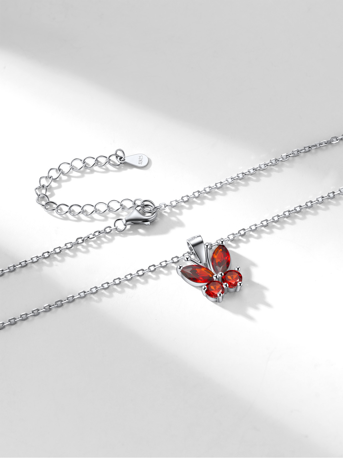 Synthetic Ruby Butterfly Pendant Animal Necklace