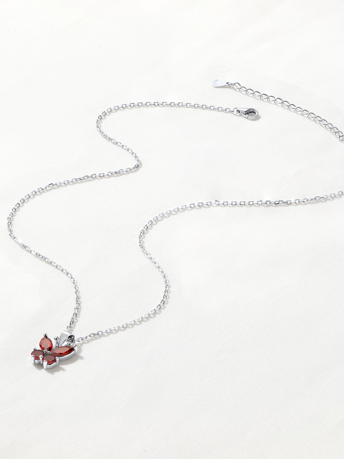 Synthetic Ruby Butterfly Pendant Animal Necklace