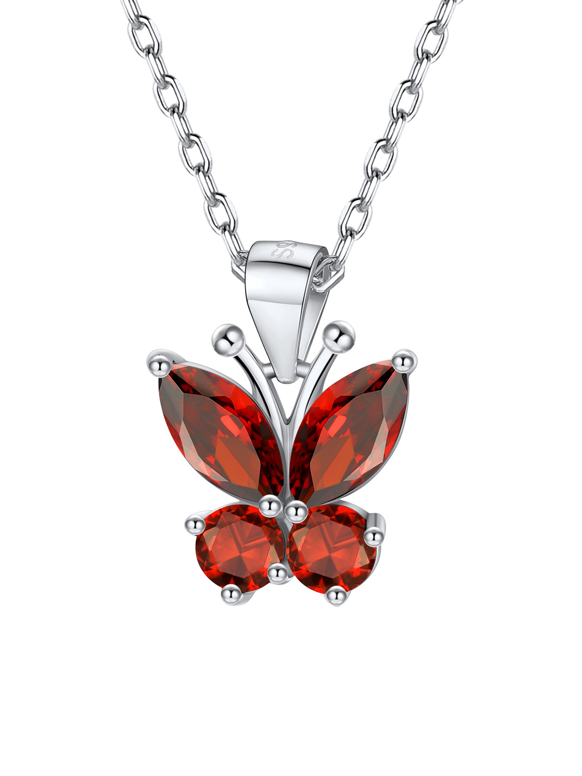 Synthetic Ruby Butterfly Pendant Animal Necklace