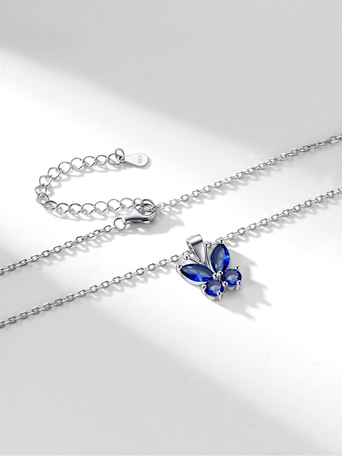 Synthetic Sapphire Butterfly Pendant Animal Necklace