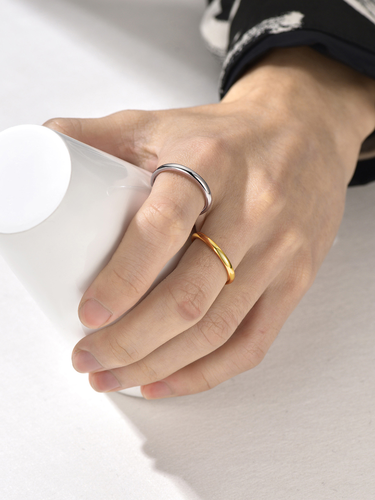Adjustable Wedding Band Couple Ring in 18K Gold Plated