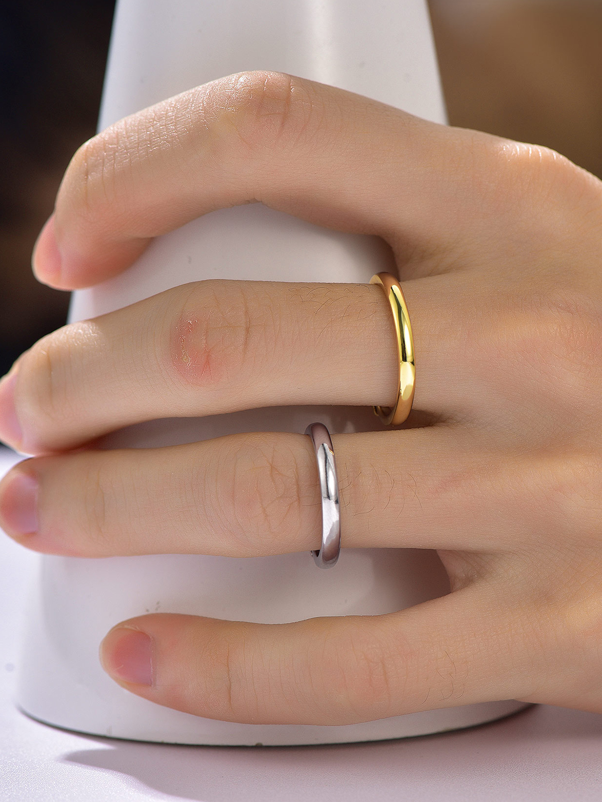 Adjustable Wedding Band Couple Ring in Silver