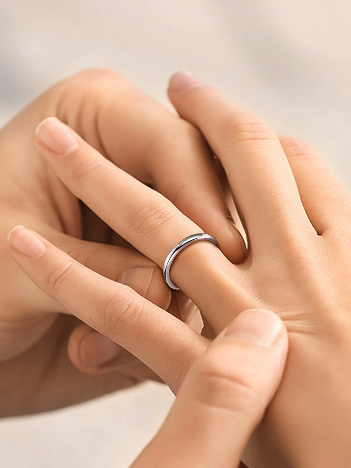 Adjustable Wedding Band Couple Ring in Silver