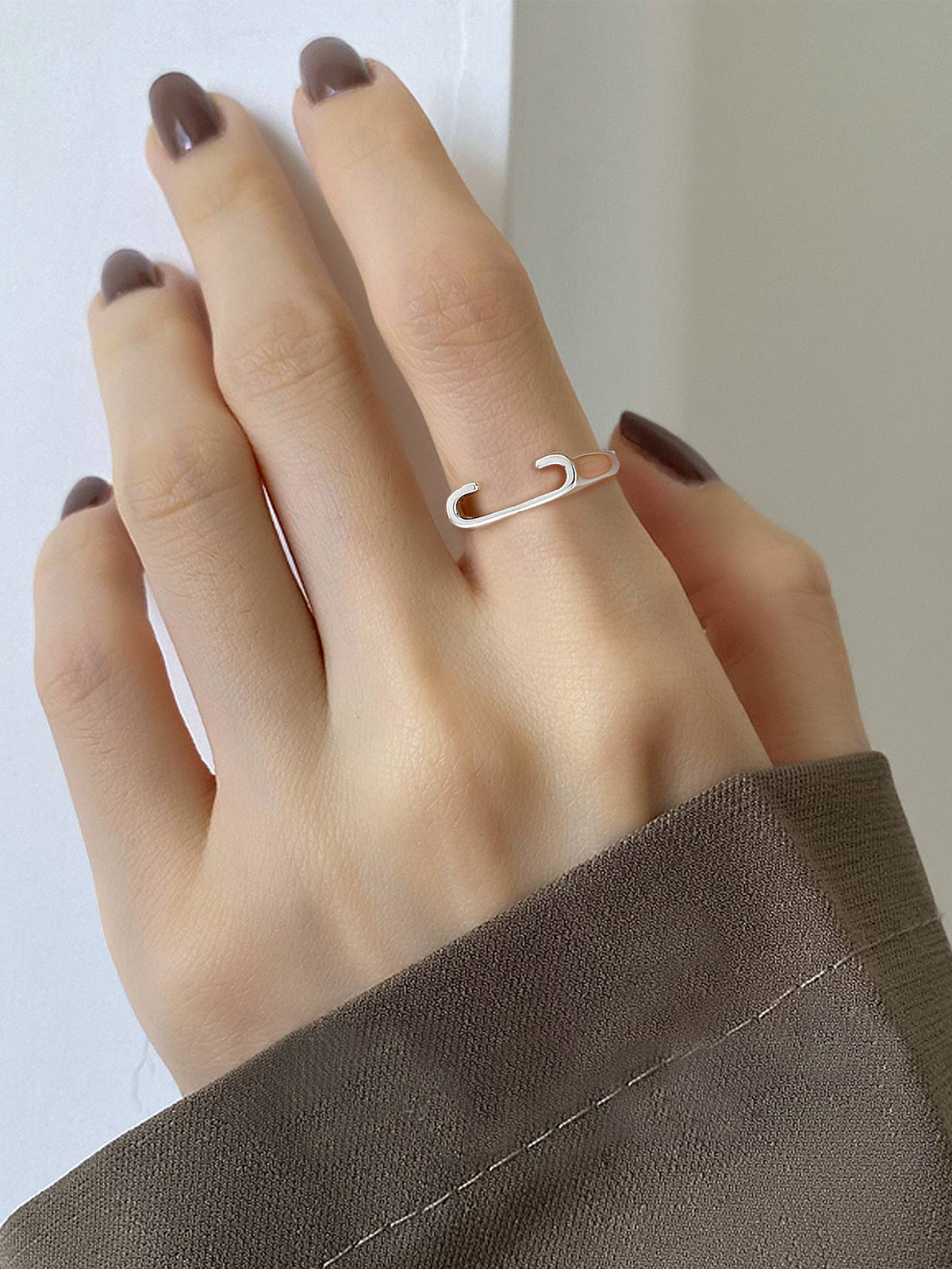 Initial Ring Adjustable Capital Letter Ring in Silver