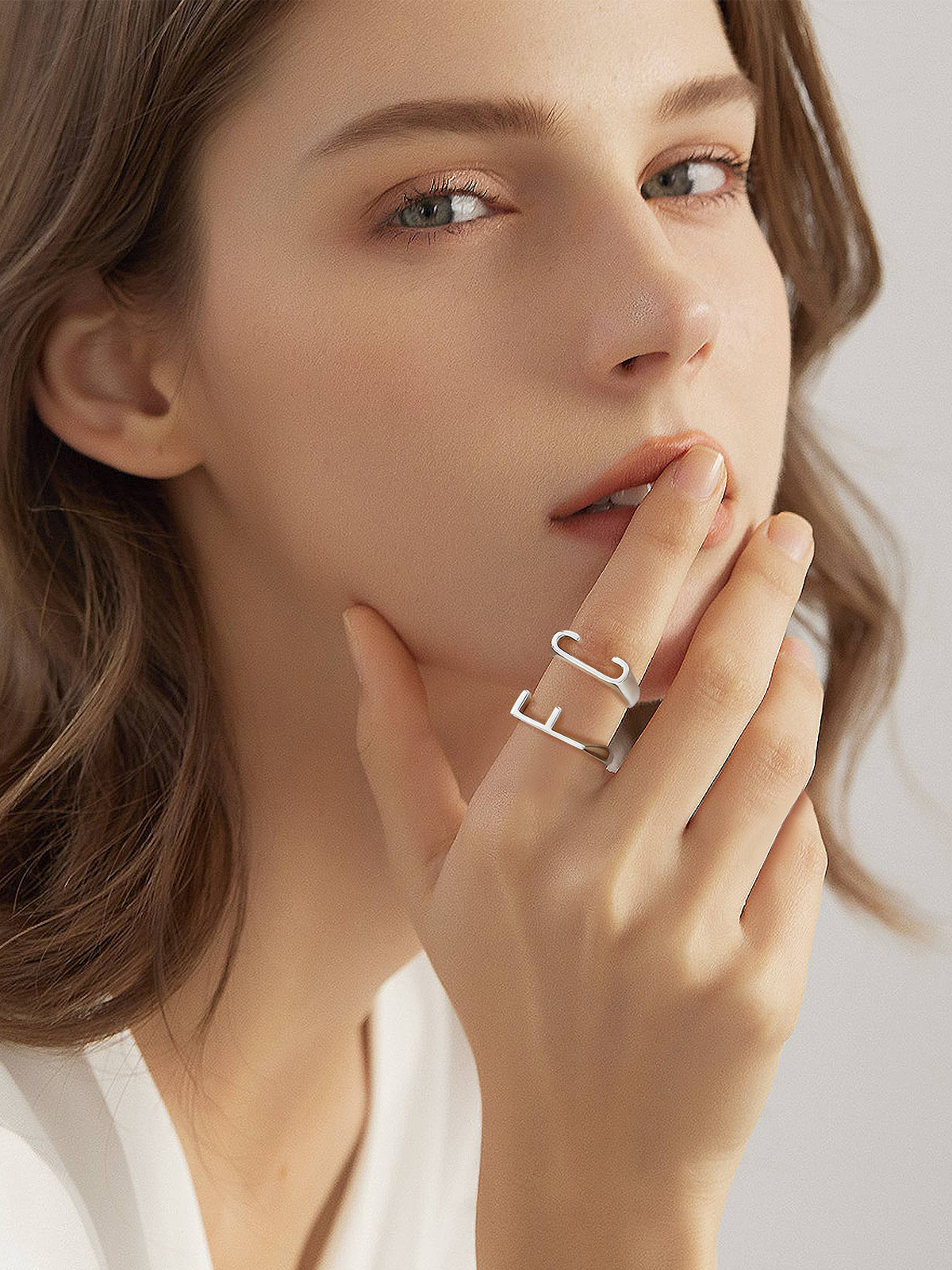 Initial Ring Adjustable Capital Letter Ring in Silver
