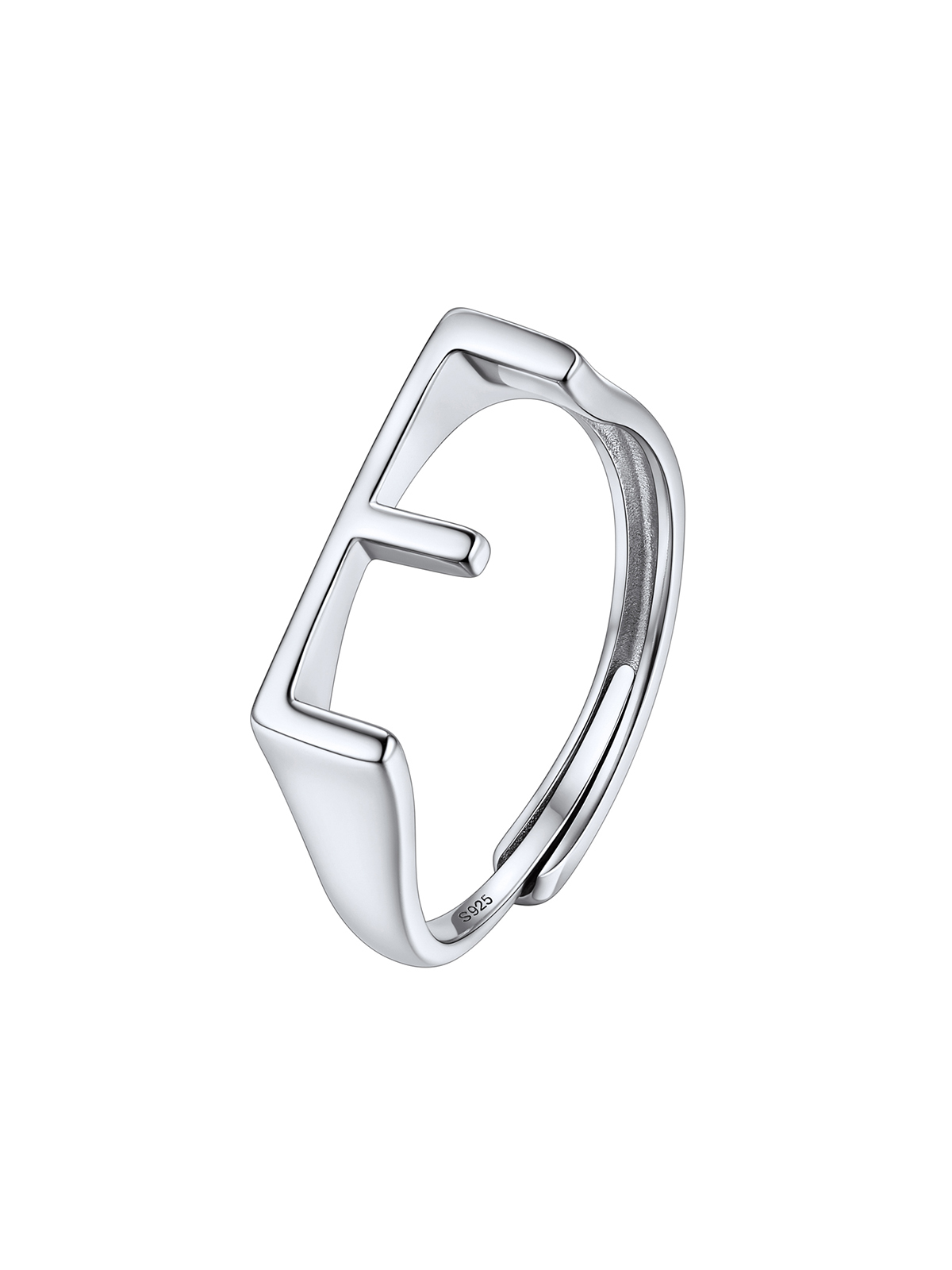 Initial Ring Adjustable Capital Letter Ring in Silver