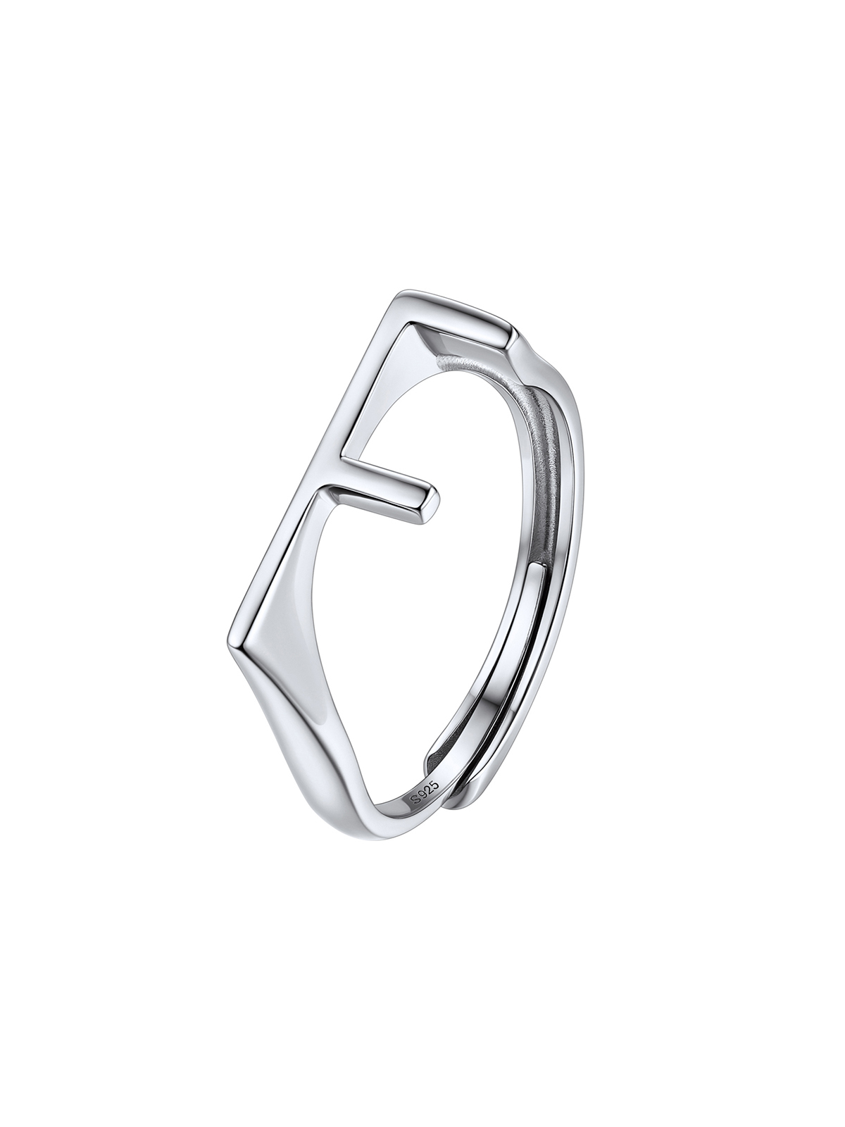 Initial Ring Adjustable Capital Letter Ring in Silver