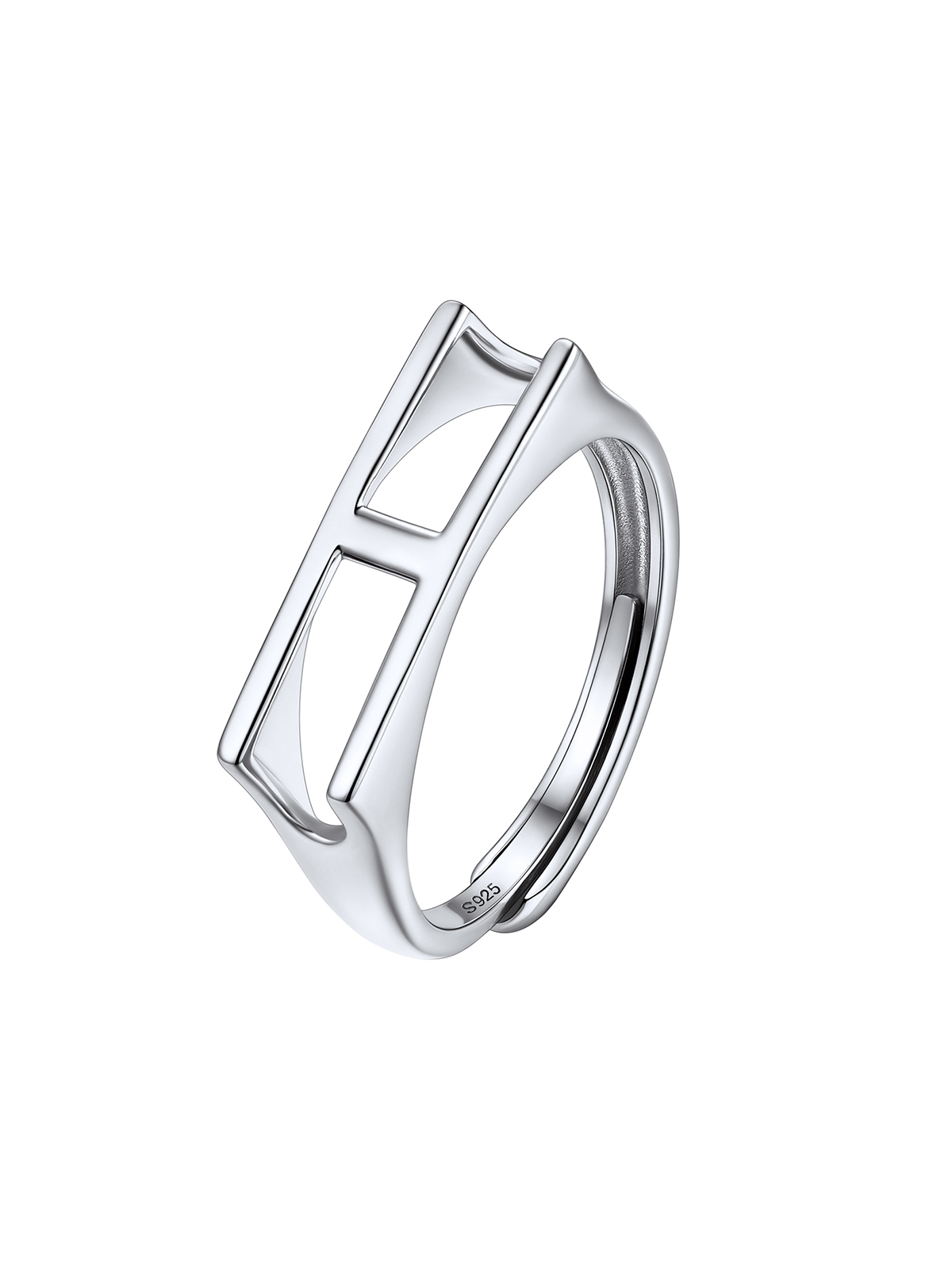 Initial Ring Adjustable Capital Letter Ring in Silver