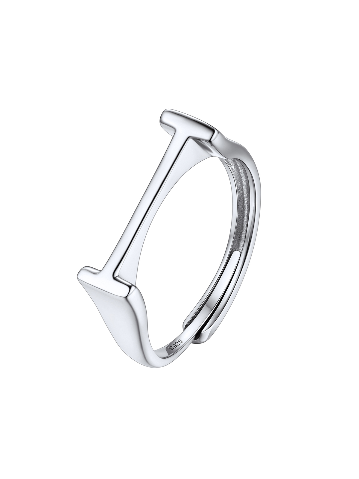 Initial Ring Adjustable Capital Letter Ring in Silver
