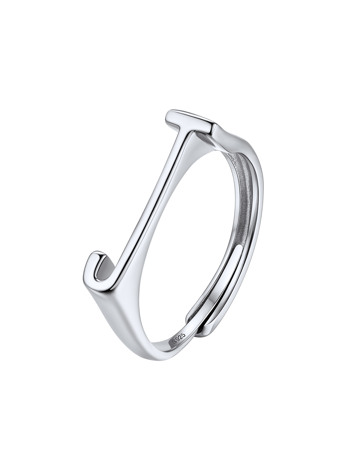 Initial Ring Adjustable Capital Letter Ring in Silver