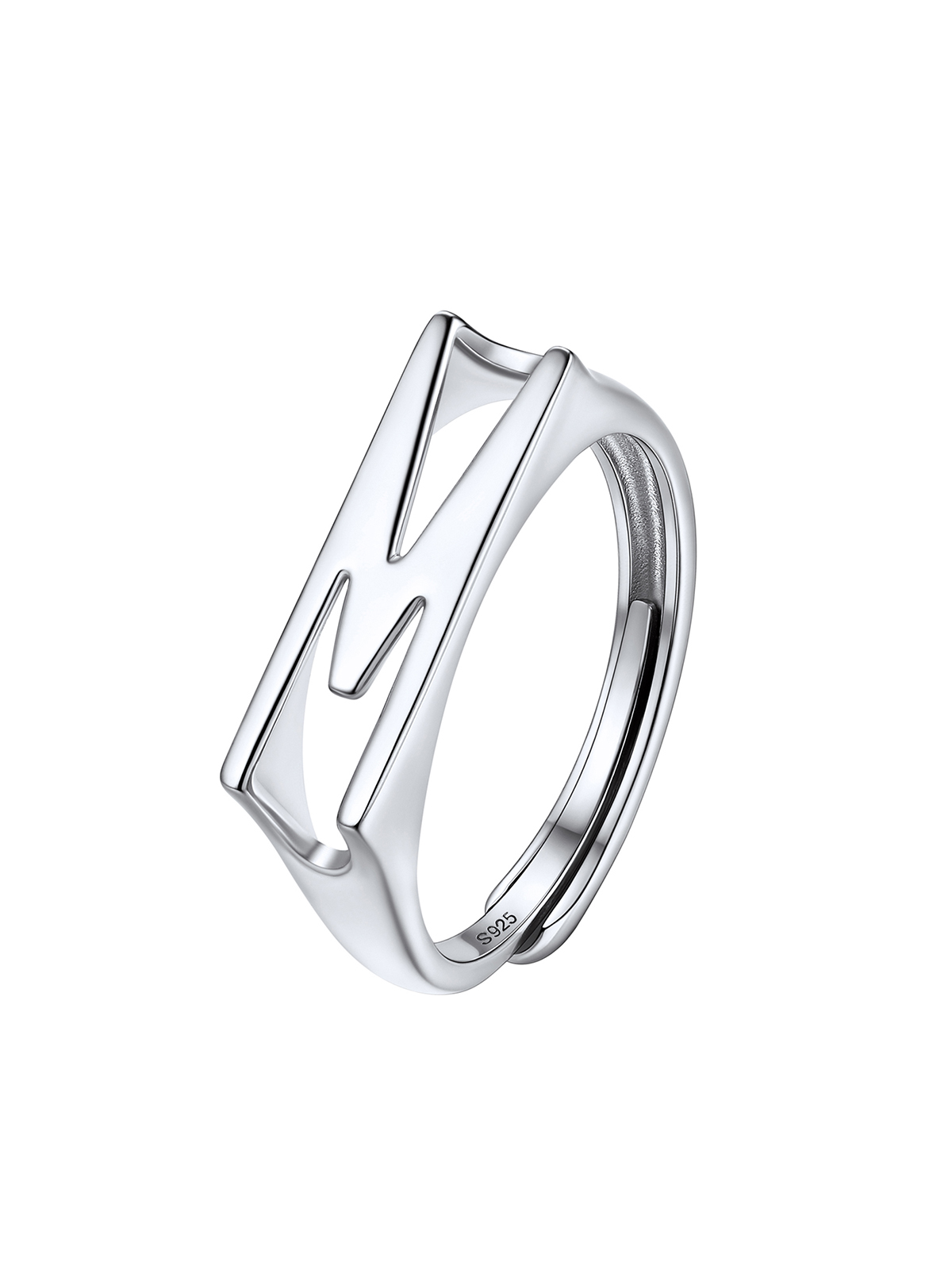Initial Ring Adjustable Capital Letter Ring in Silver