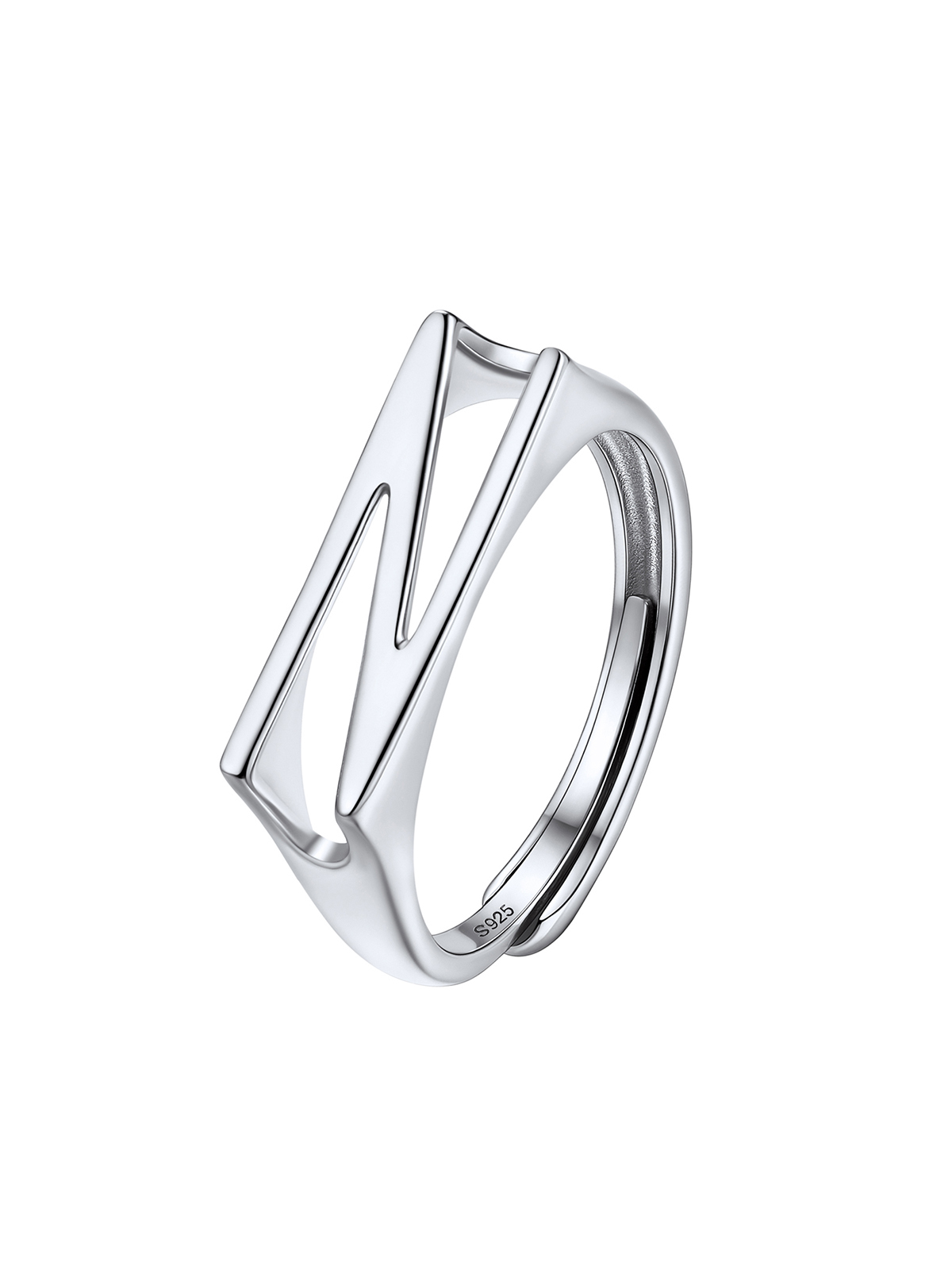 Initial Ring Adjustable Capital Letter Ring in Silver